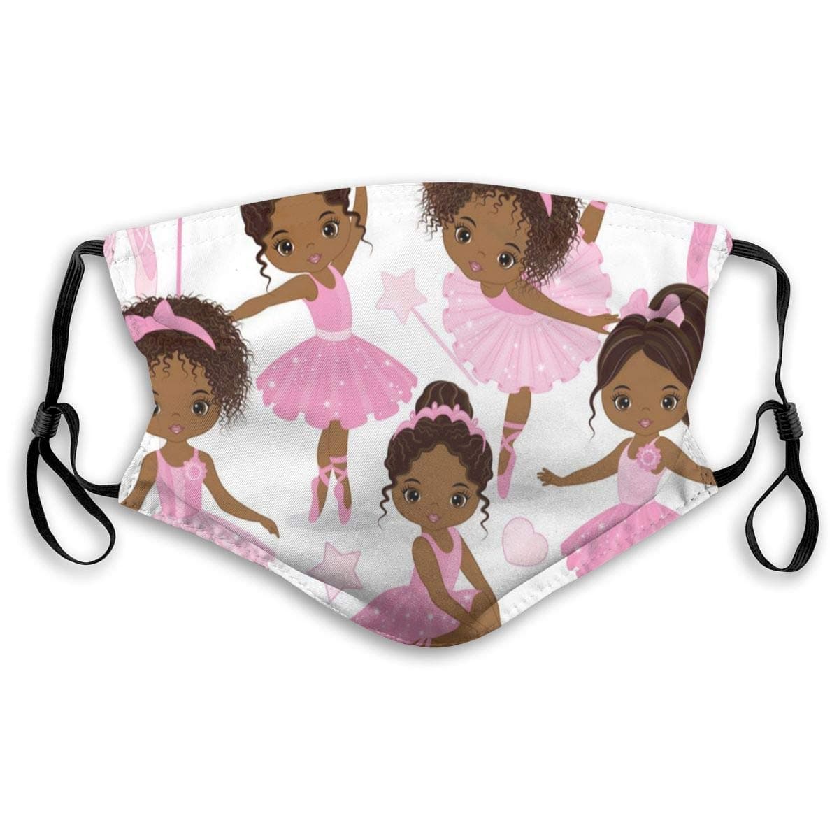 Cute Little African American Ballerina Dancing Face Mask Bandanas Face Cover Headwear Balaclavas Reusable for Dust Outdoors