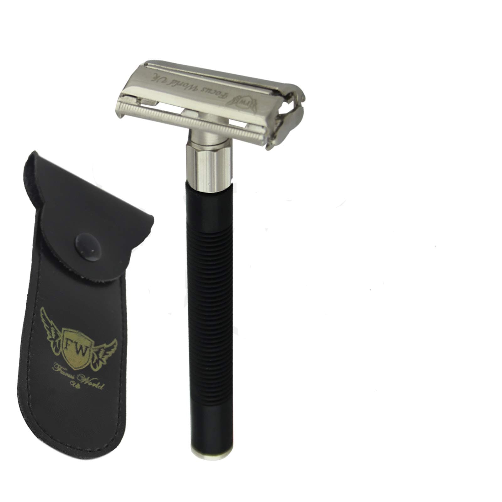 Focus World Classic Twist Open Butterfly Safety Razor, Double Edge Safety Razor Traditional Shaving Razor with Free Pouch
