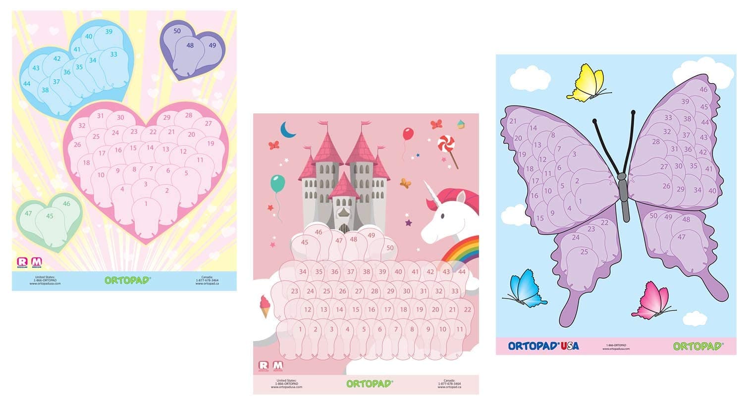 Girls Reward Poster Pack, includes 3 posters, Hearts/Castle/Butterfly