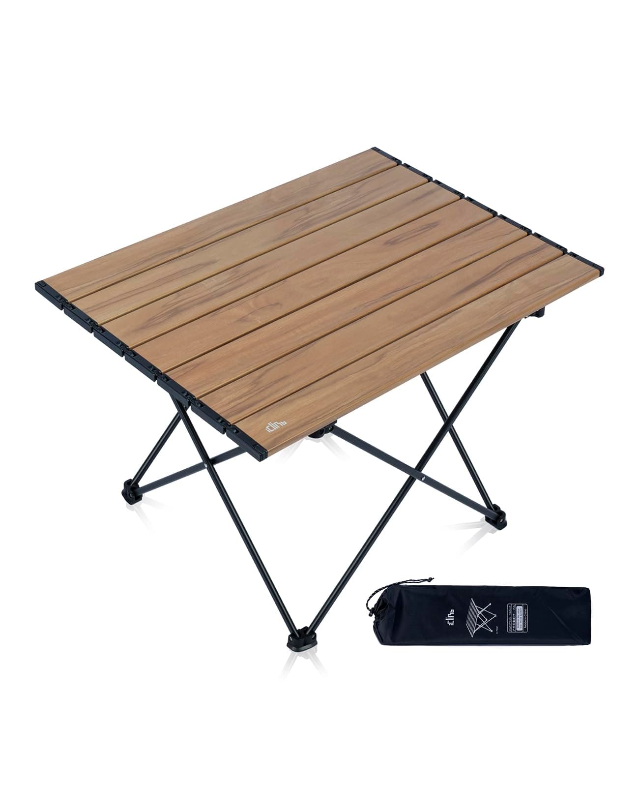 iClimbUltralight Compact Camping Folding Table with Carry Bag (Nature - L)