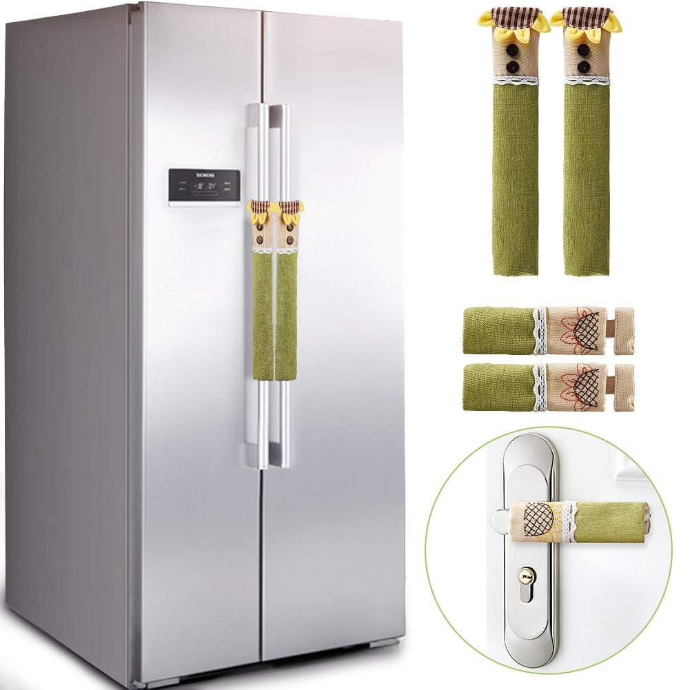 Refrigerator Door Handle Covers Appliance Handle Covers for Kitchen, Keep off Smudges Fingerprints,Oil Stain,Oven Cloth Protector set of 4