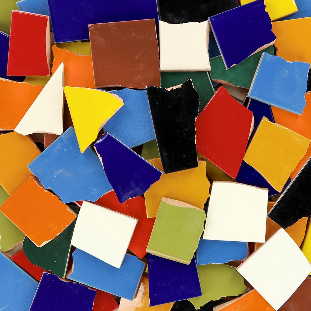 10 Pounds of Broken Talavera Mexican Ceramic Tile in Mixed Solid Colors