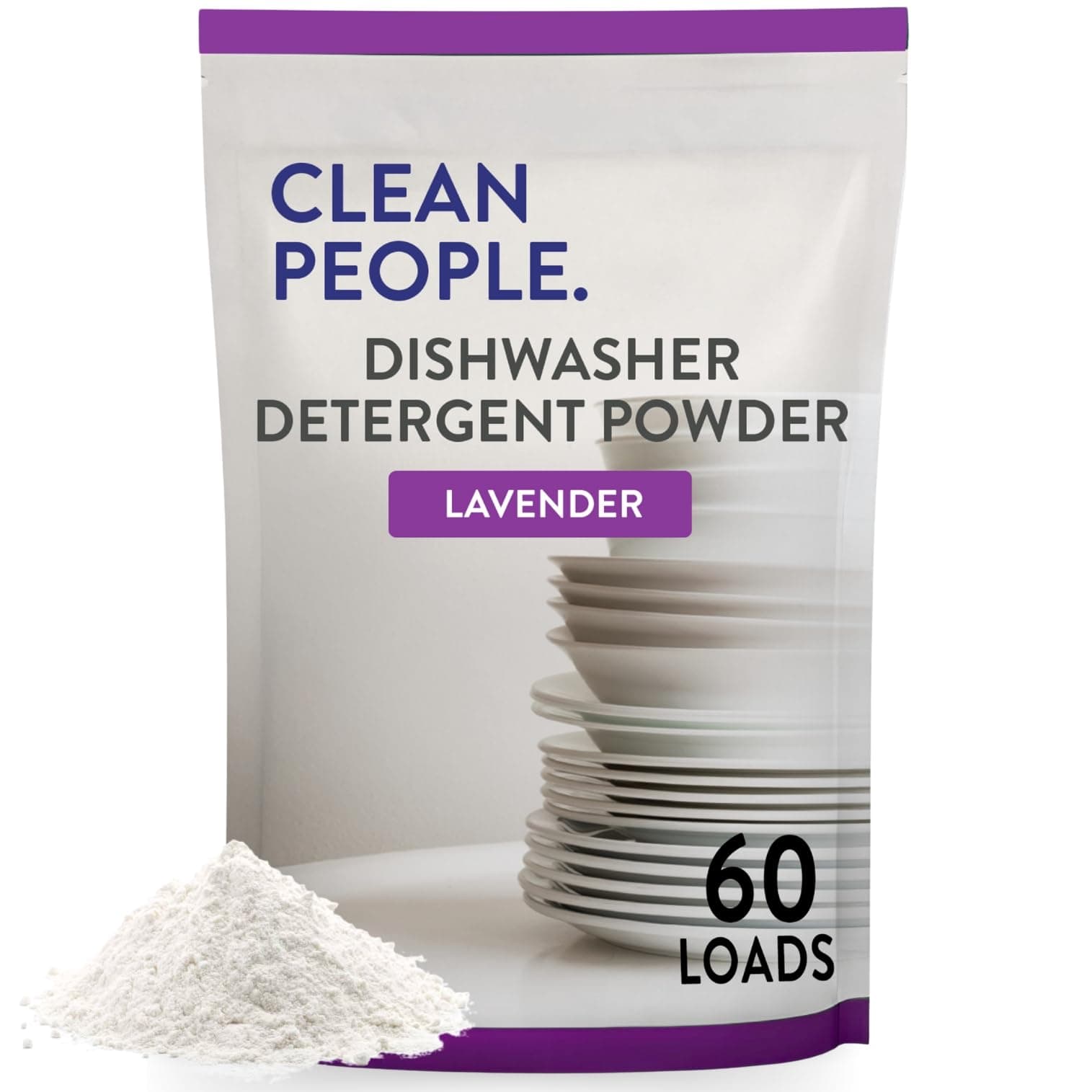 The Clean People Dishwasher Detergent Powder | Cuts Grease and Rinses Sparkling Clean | Residue-Free (30 Ounce, Lavender)