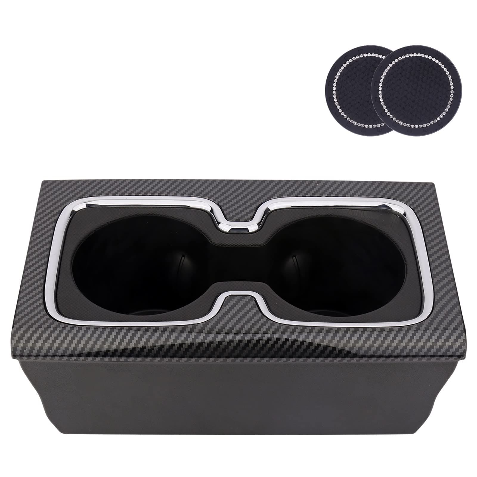 Center Console Cup Holder,Compatible with 2014-2016 Chevy Silverado 1500,2015 2016 Silverado 2500HD 3500HD,2014 2015 GMC Sierra 1500, 2500HD 3500HD,Replace 23467147(CarbonFiberStyle)