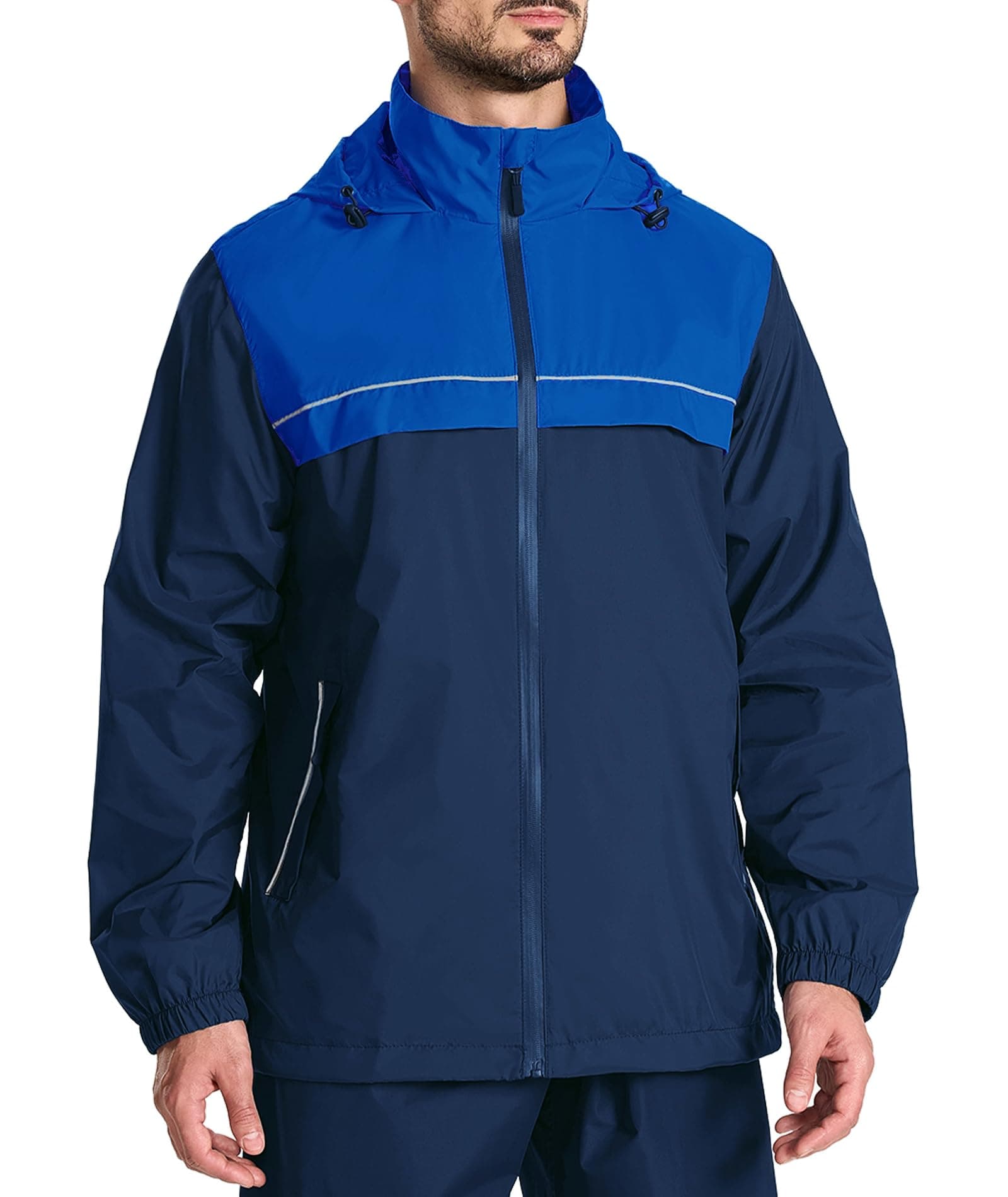 ZITY Men's Rain Jacket Waterproof with Hood Lightweight Windbreaker Jacket for Men Breathable Mesh Raincoat for Hiking Golf