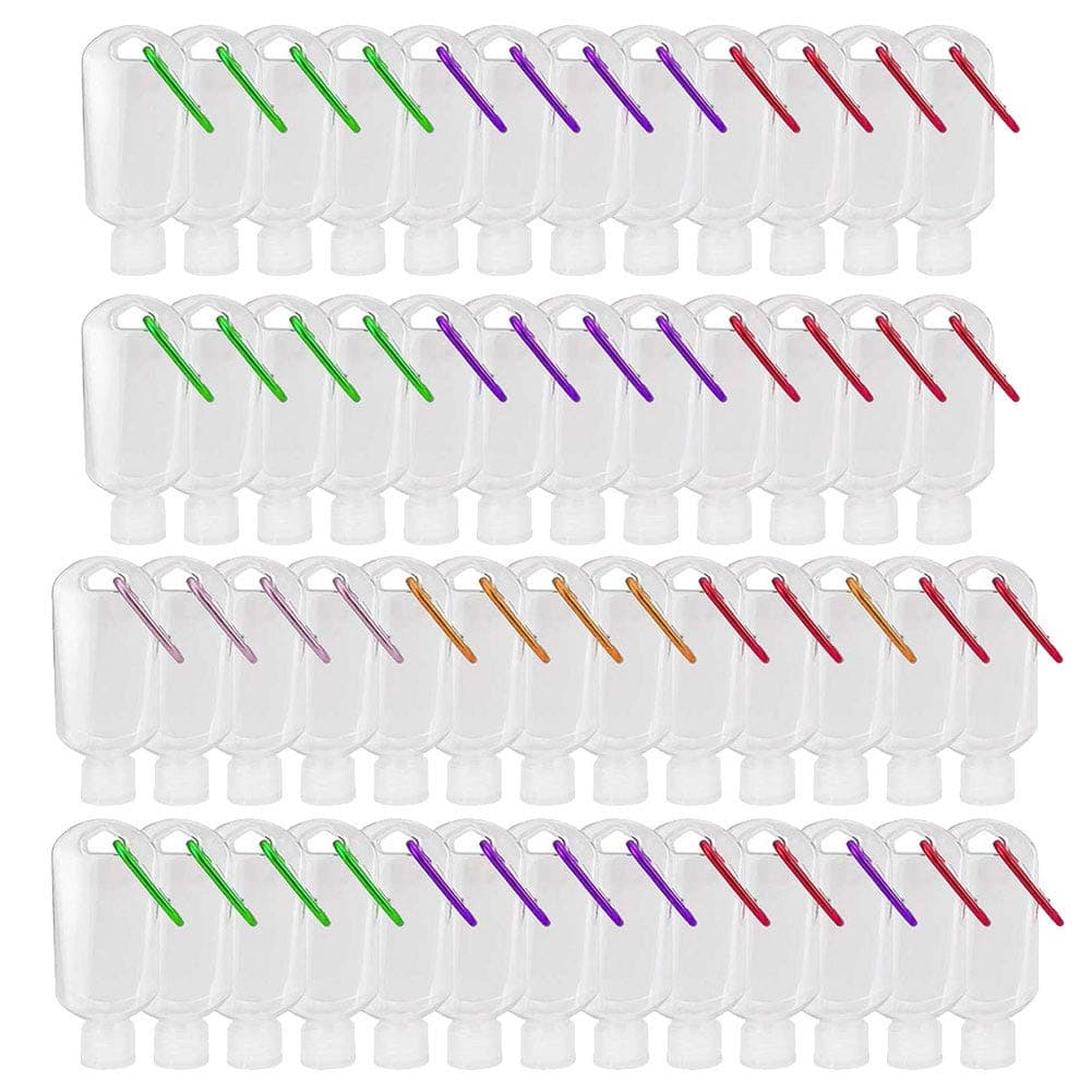 MuchoWow 50 Pack Travel Plastic Clear Keychain Bottles,2 oz Leakproof Refillable Empty Bottles Portable Liquid Squeeze Container Flip Cap (50PC)