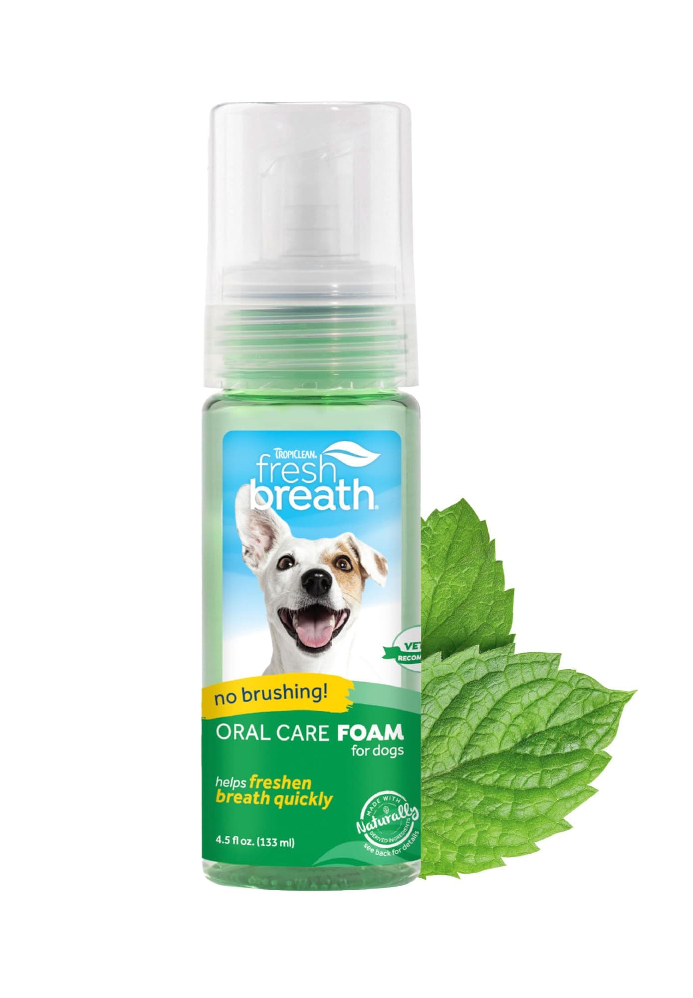Fresh Breath Dog Teeth Cleaning Foam - Dental Care Solution - Breath Freshener Oral Care - Foam for Bad, Smelly Dog Breath - Derived from Natural Ingredients, Mint, 4.5oz