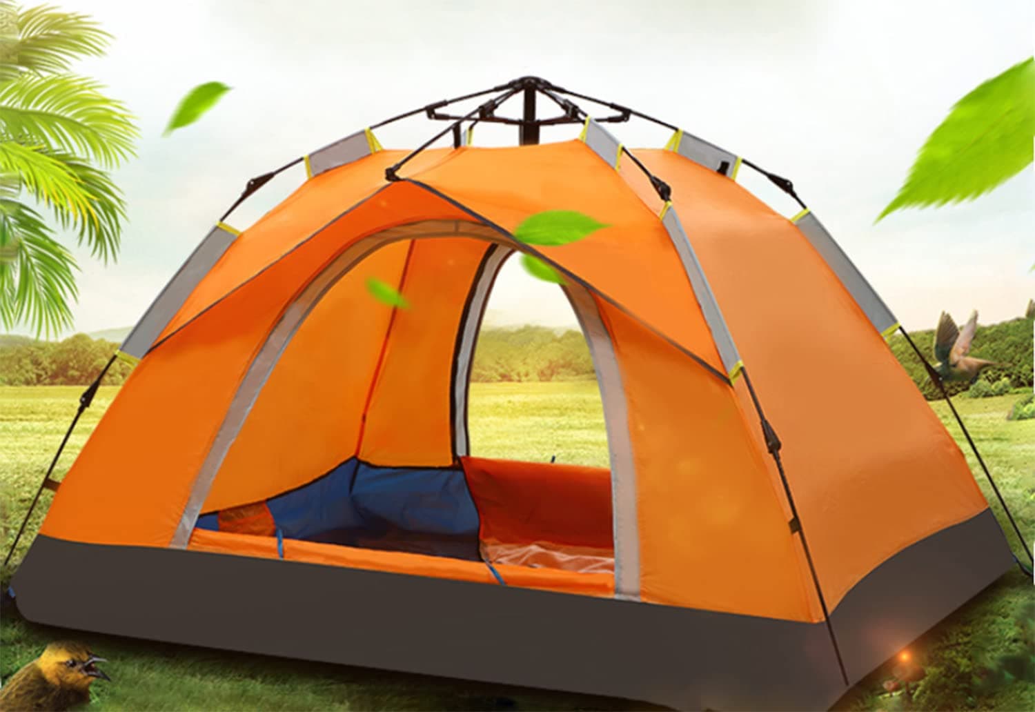 Agility Camping Tent, Beach Tent for 2-3 Persons, Pop Up Tents Automatic Instant Tent Tent Open Quickly Windproof Rainproof Sunscreen for Outdoor Sports Travel Beach Picnic