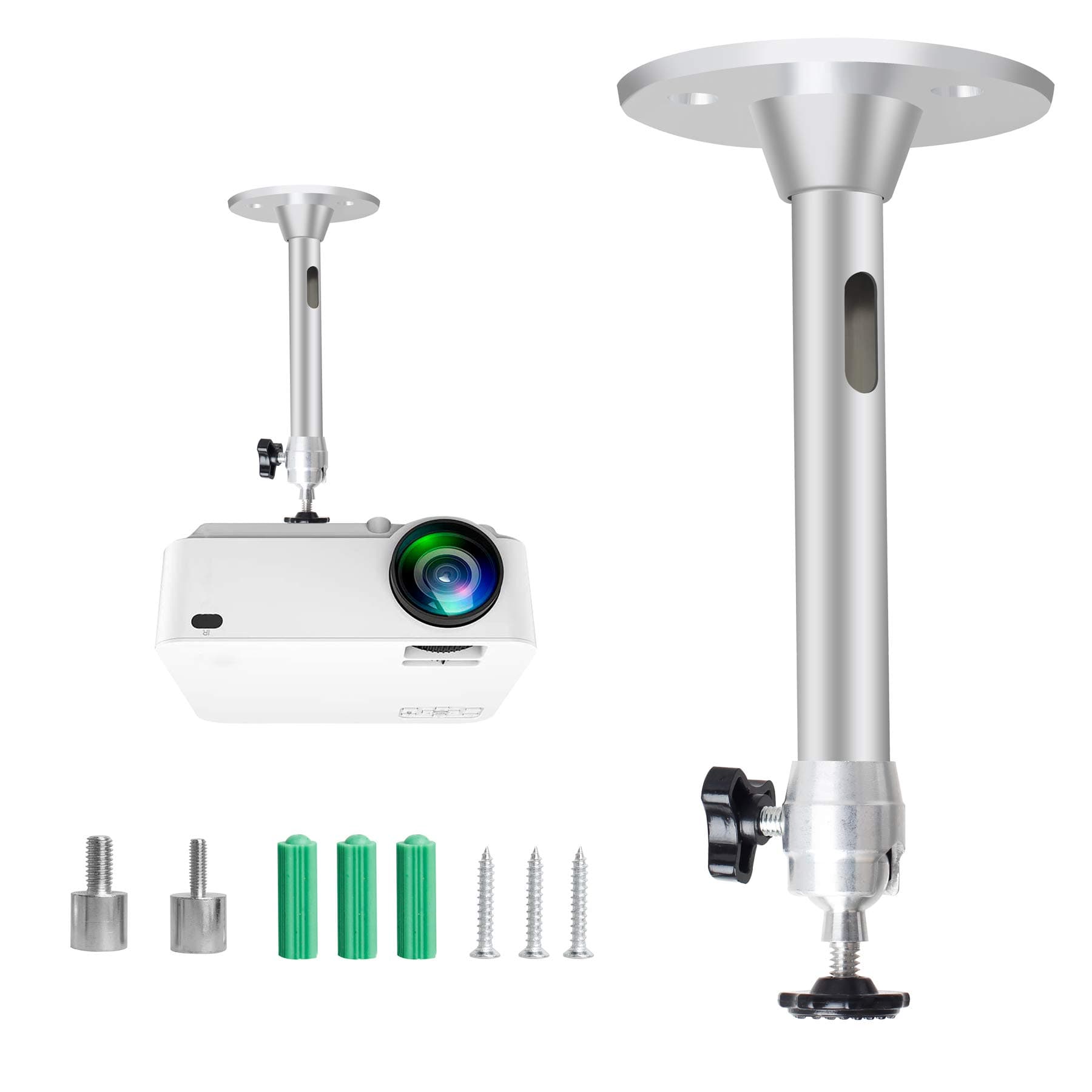 Mini Ceiling Wall Projector Mount Stand Compatible with QKK, DR.J, DBPOWER, Anker, VANKYO, AAXA, Jinhoo, PVO, TMY, AuKing and Most Other Mini Projector (175mm, Silver)