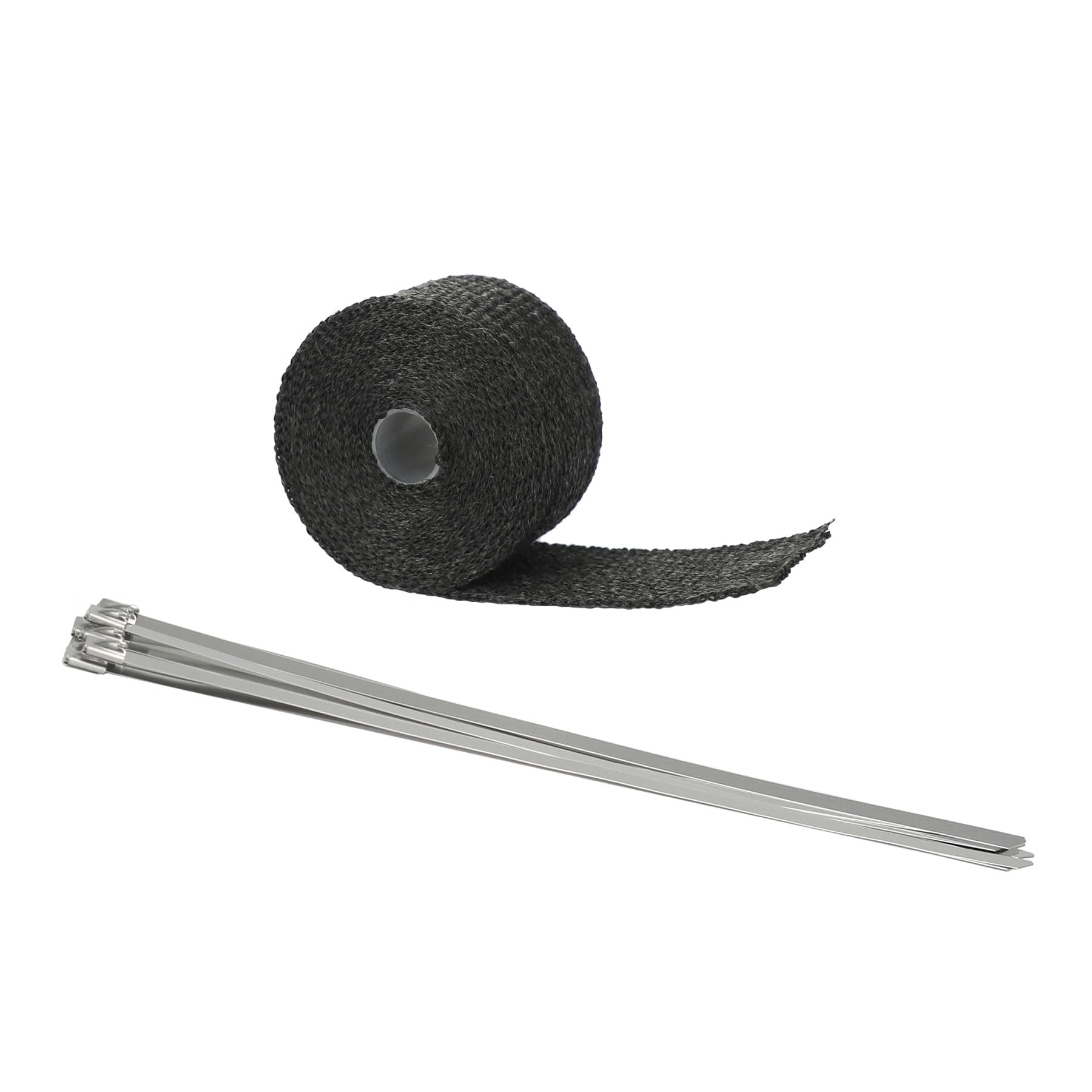Ucreative Black Fiberglass Exhaust Header Wrap 2" x 16.5' with 5pcs 11.8 Inch Stainless Steel Locking Ties (1-Pack)