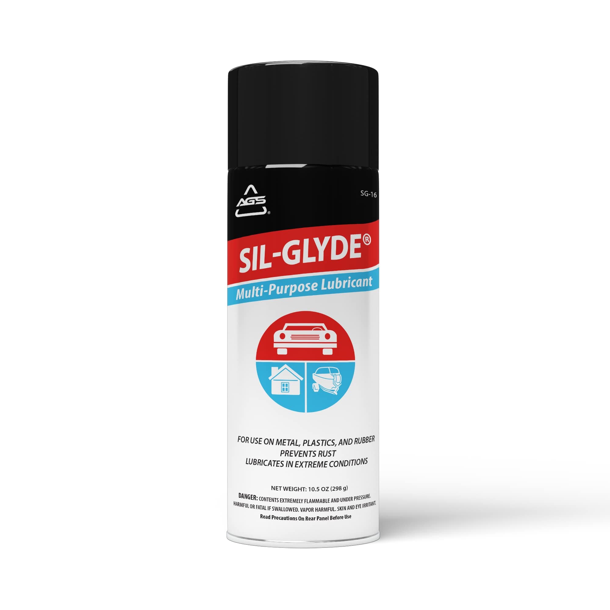 AGS Automative Solutions SIL-Glyde General Purpose Silicone Lubricant Spray for All Environments, Stops Squeaks, Prevents Rust, Weather-Proof - 10.5oz. Silicone Lubricant Spray