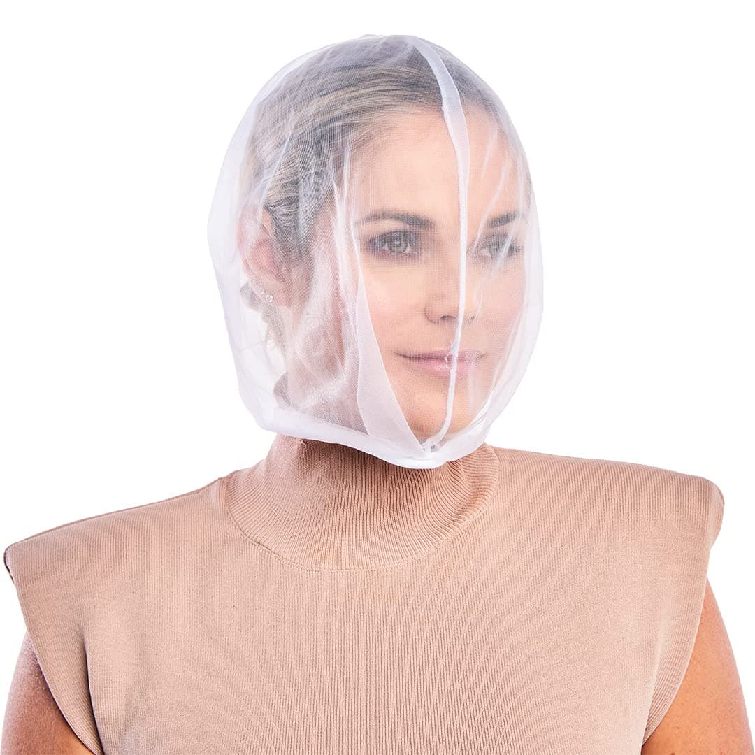 Betty Dain Makeup Protector Hood, Protects Hair and Make Up, Nylon Chiffon, Zipper closure, Machine Washable