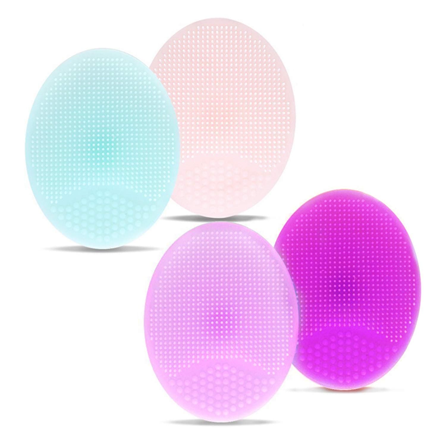 4 Pcs Facial Cleansing Brush Silicone Exfoliating Blackhead Anti-Aging Facial Massage Brush for All Skin Types