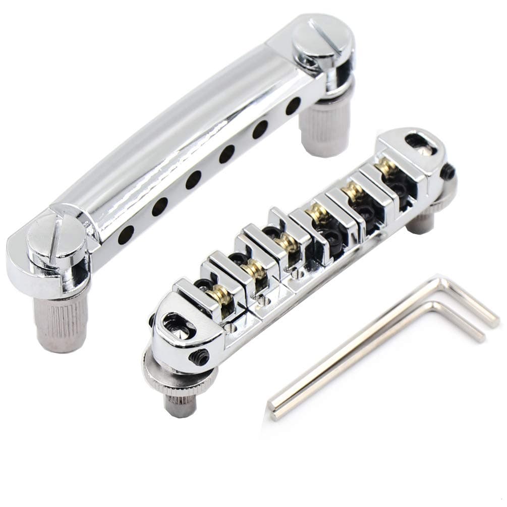 Tune-O-Matic Guitar Bridges, Electric Guitar Bridge Roller Saddle Replacement Parts & Accessories (Chrome)