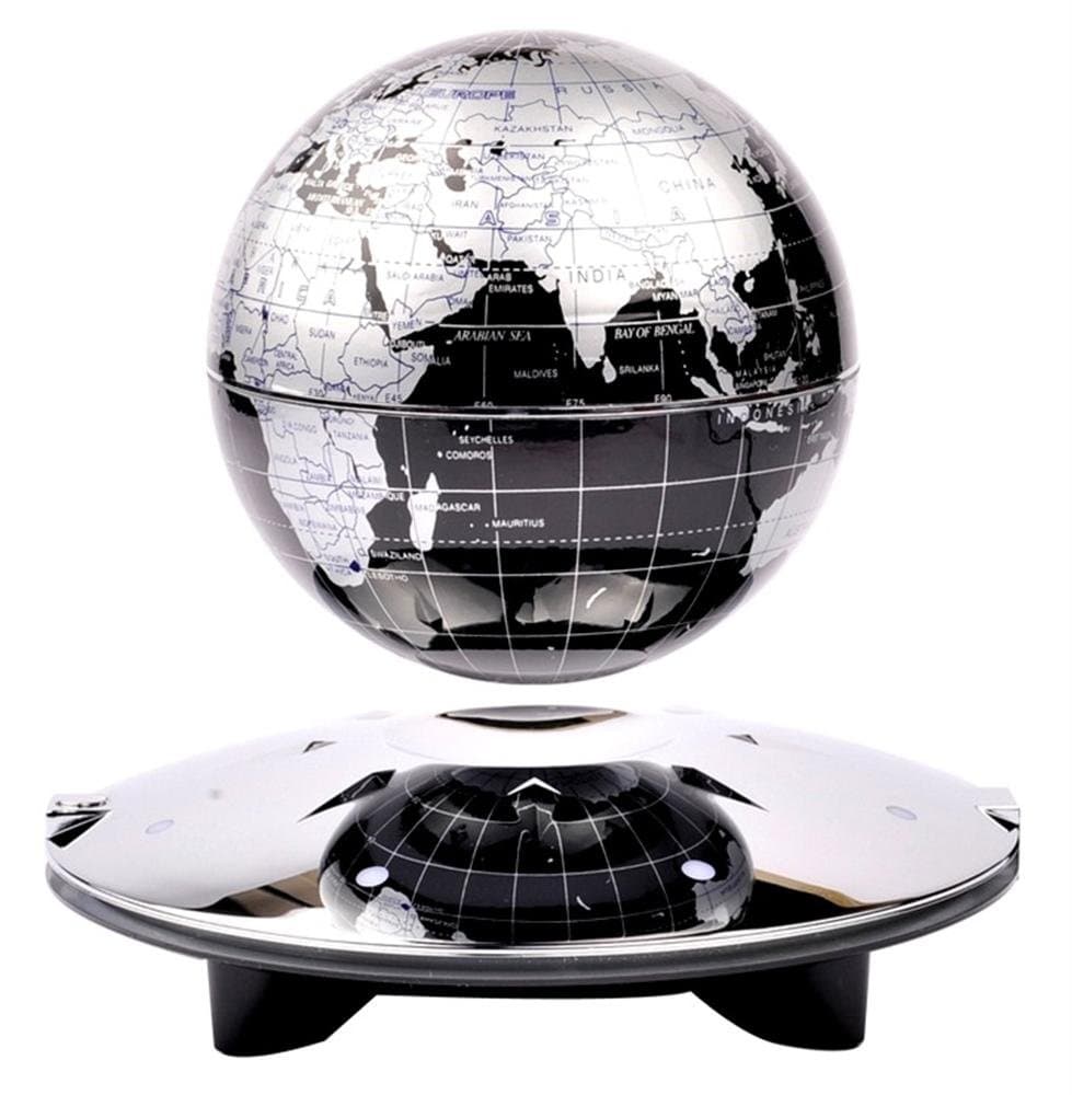 Black LED Light 6 Inch Magnetic Levitation Floating World Globe Anti Gravity Rotation Gadget Gift Office Educational Toy Home Decoration Rotating Crafts