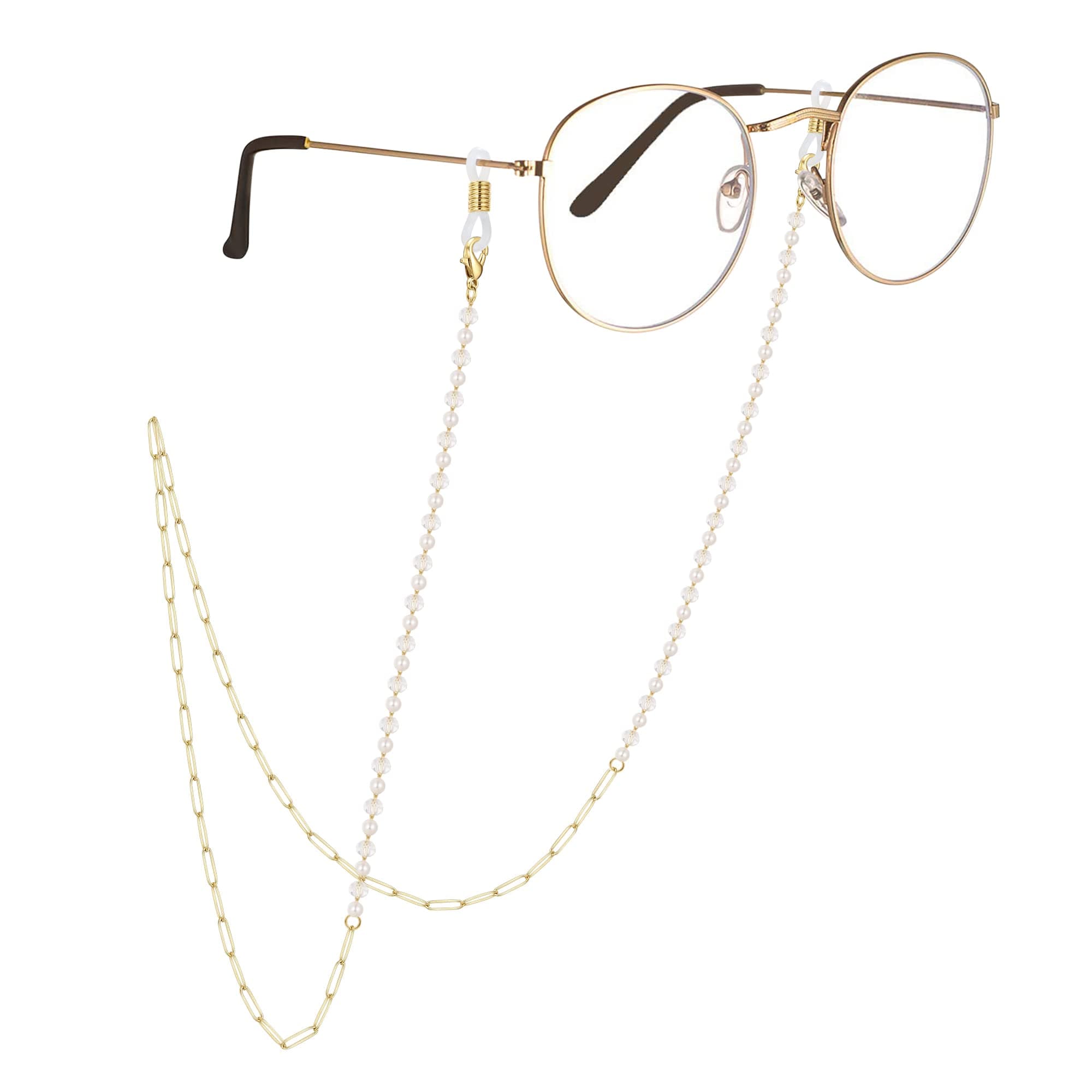 AllenCOCO 18K Gold Plated Eyeglass Chain Sunglasses Eyewear Strap Holder Reading Glasses Retainer for Women