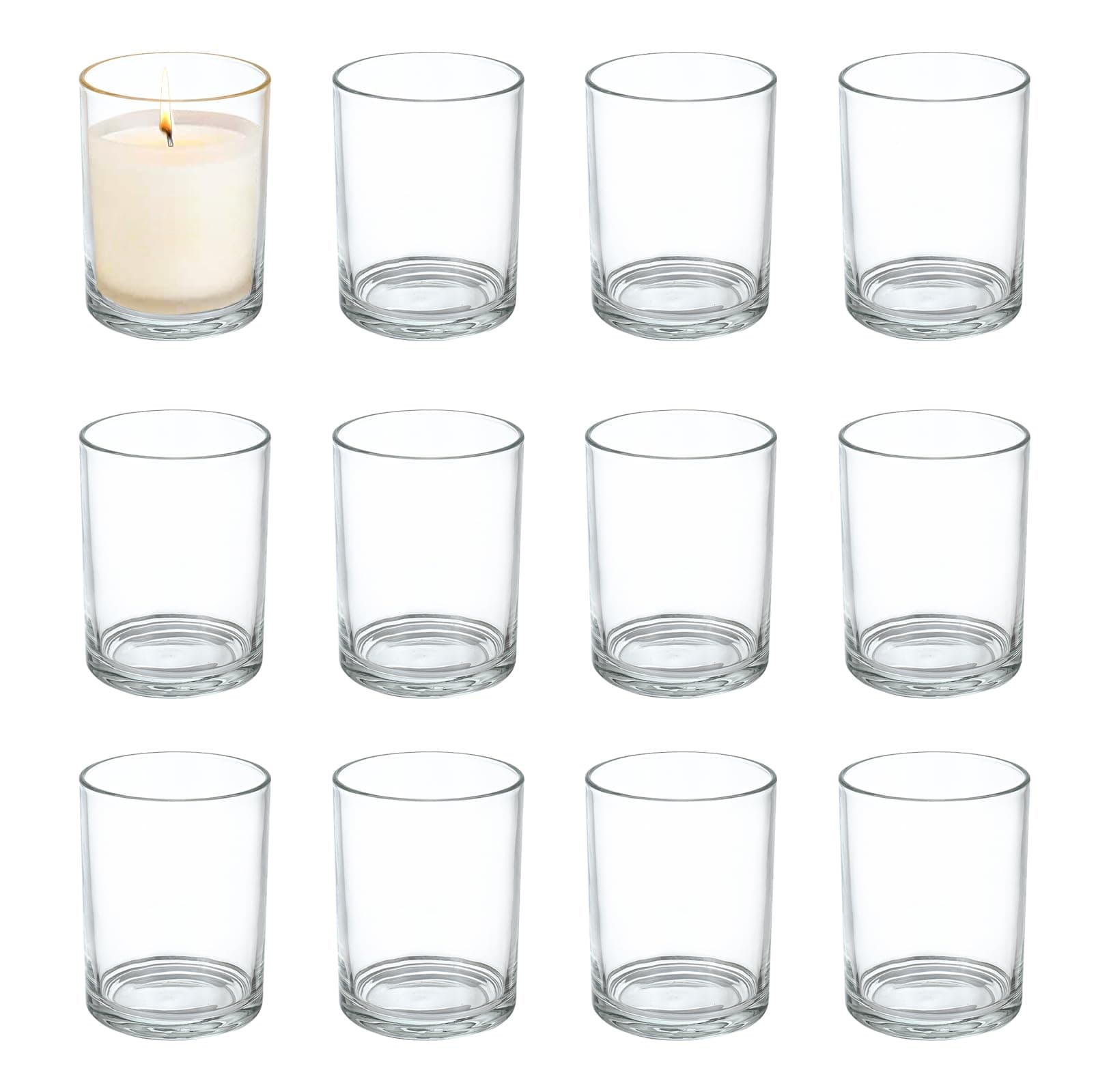 12 Pack Tea Light Holders, Ø4.3x6cm High Glass Tea Light Candle Holders, Votive Candle Holders, Transparent Tea Light Holder for Wedding, Anniversary, Festival, Dining Table, Home Decoration