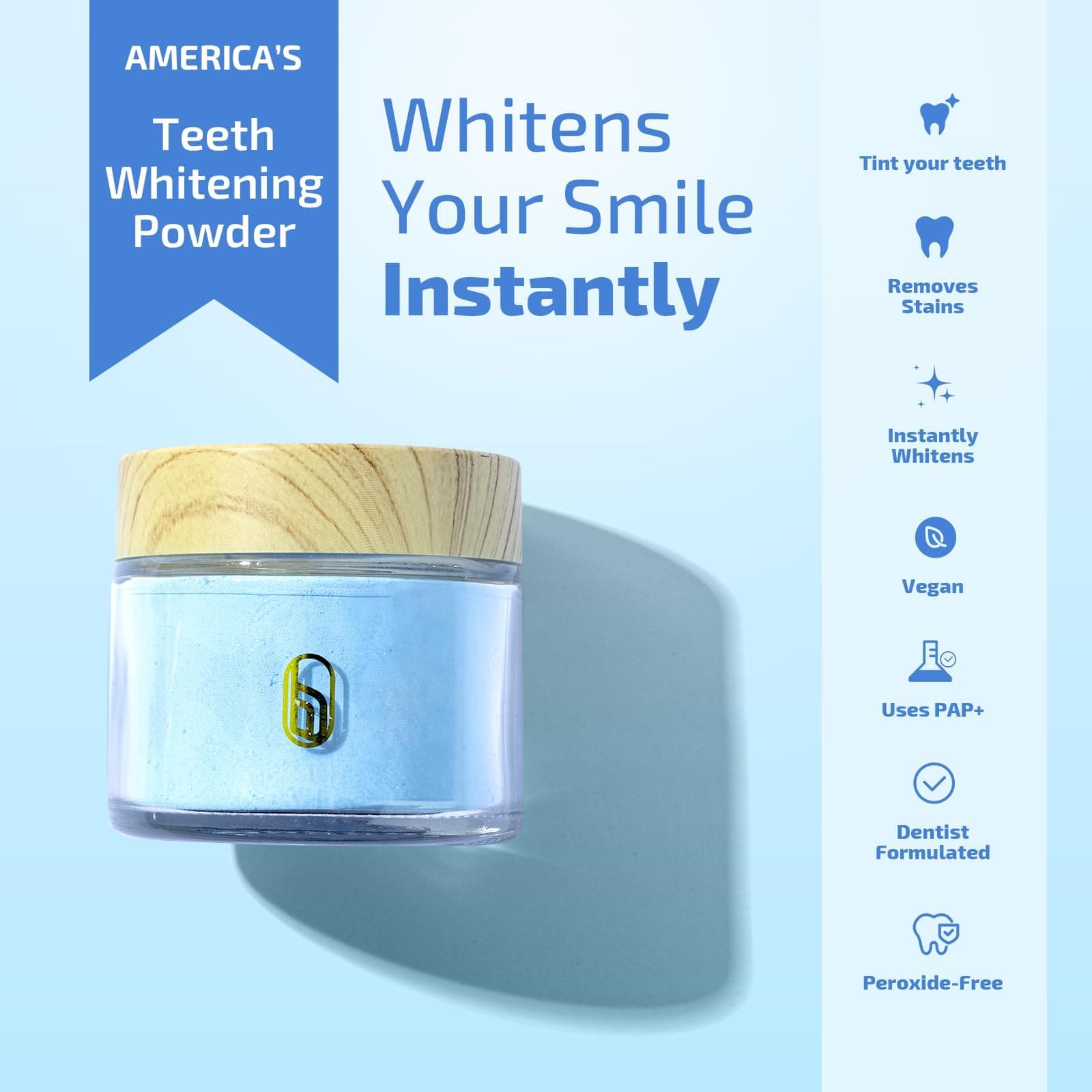 BodyAccel Teeth Whitening Powder, Probiotic Pearl Whitening Tooth Powder for Tea Coffee Stain Remover Fresh Breath, 360° Clean Teeth