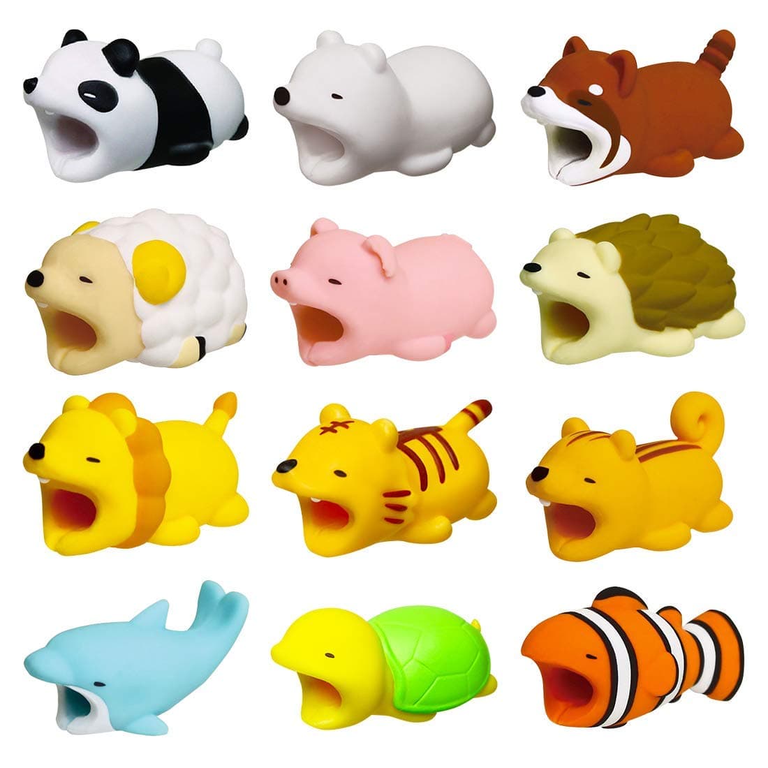 ZHANCHEN 12 Pieces Cable Bite Animal Cable Buddies Animal Protector for Iphone USB Cable Protector