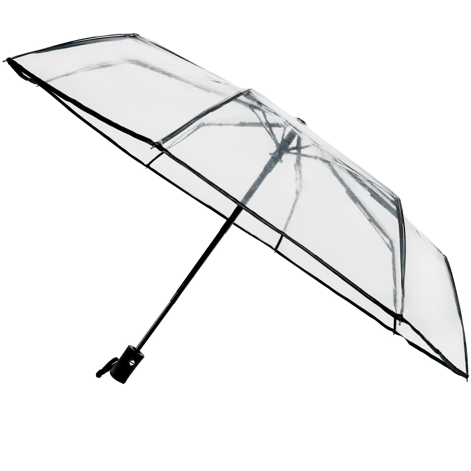 EraloveFull Automatic Folding Transparent Clear Auto Open Travel Umbrella for Women Girls 8 ribs