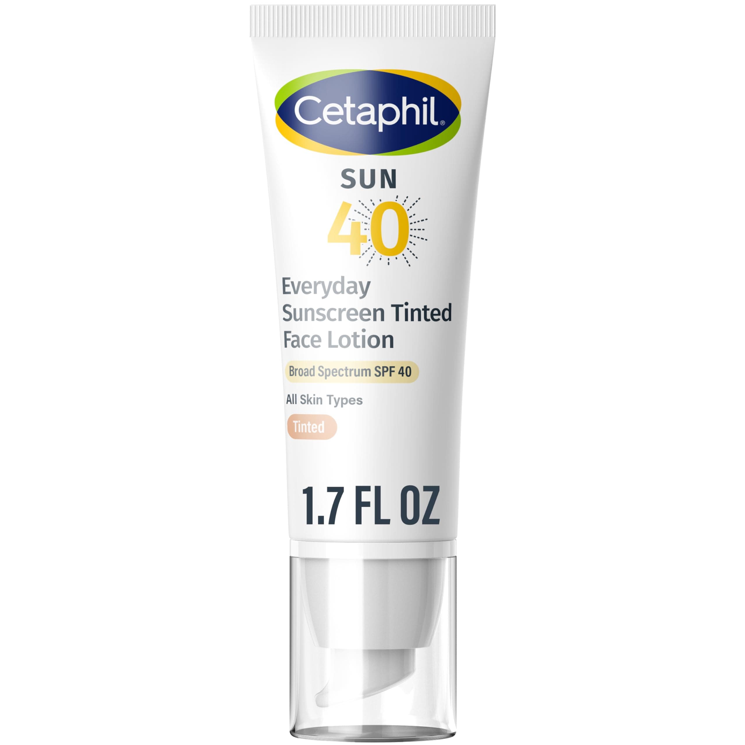 CETAPHIL Everyday Sunscreen Tinted Lotion for Face, 1.7 fl oz, 100% Mineral UVA/UVB Filters: Titanium Dioxide & Zinc Oxide, SPF 40, For Sensitive Skin