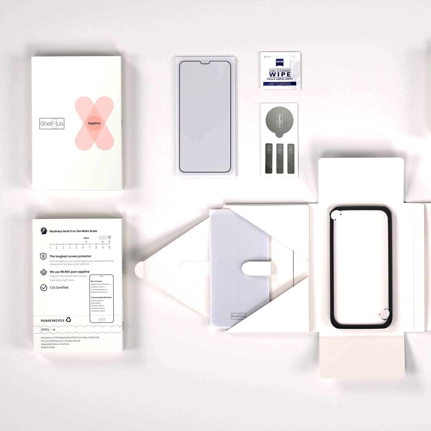 Shellrus Sapphire X for [ iPhone X/XS ] [ iPhone 11 Pro ]. Pure Sapphire Screen Protector.