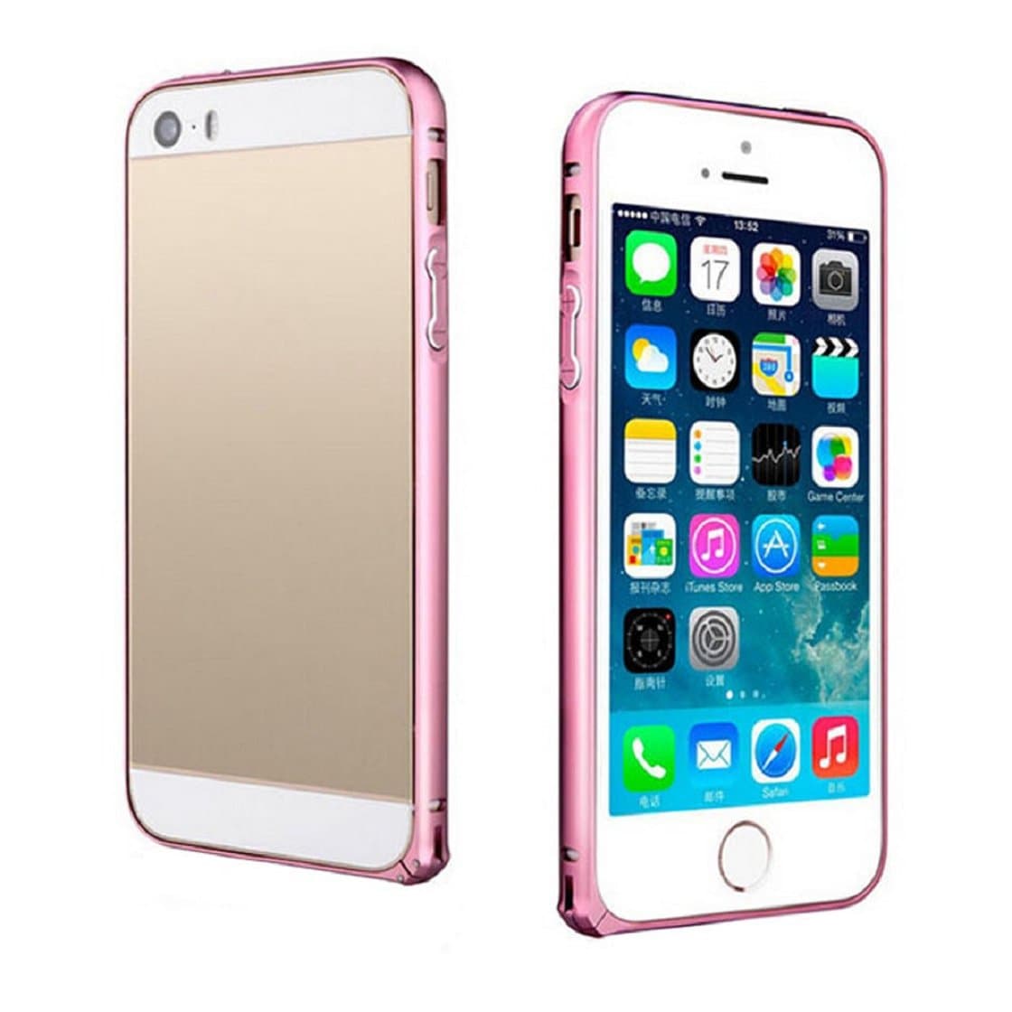 ABC Fashion Luxury Slim Metal Aluminium Alloy Arc Bumper Frame Case Cover for Iphone 5 5s (Pink)