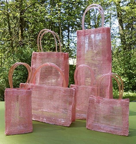 Sinamay Bag/Tote with PVC linning and gel handles PINK - (Pack of 10)