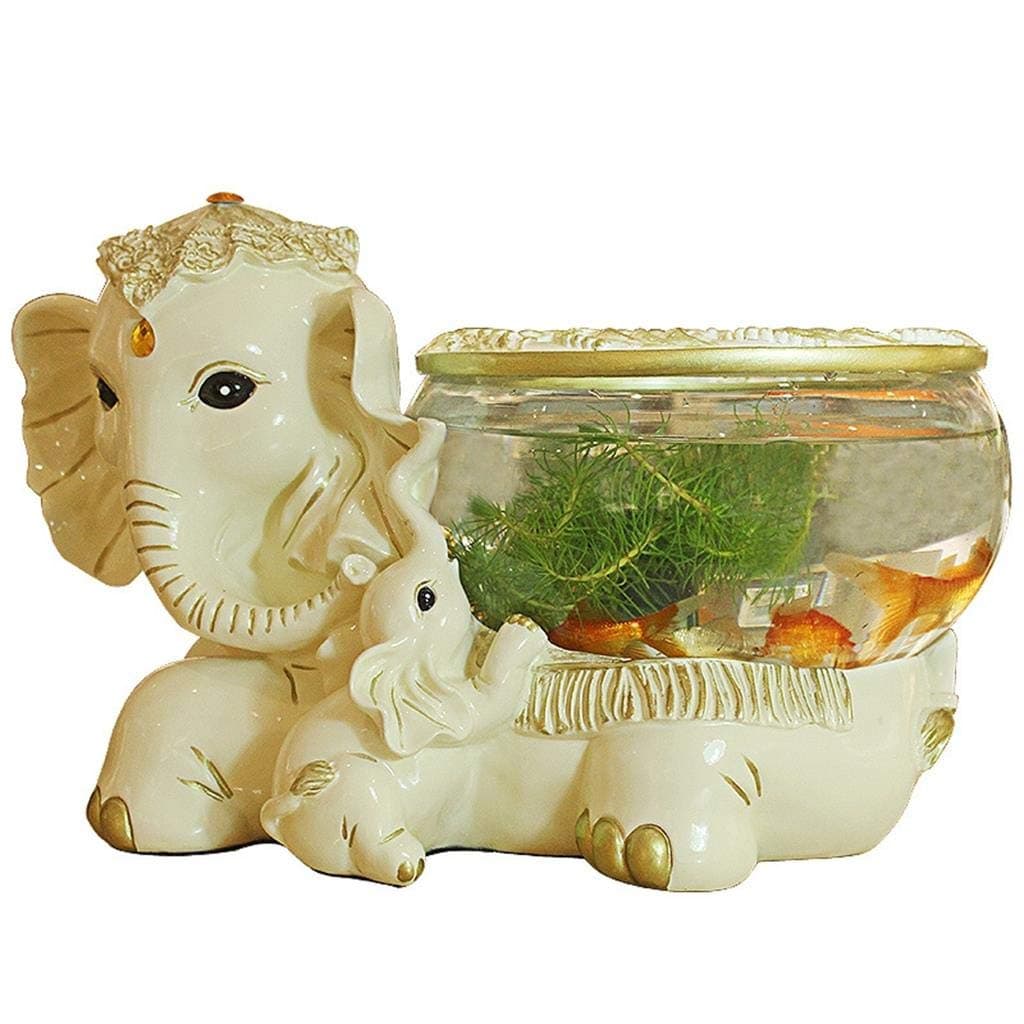 Fish Tank Uncle Sam LI - Resin Fish Bowls Aquarium Desktop ornament, of Elephant modeling for the Living room bedroom entrance decorations (Size : S(26 * 19 * 19cm))