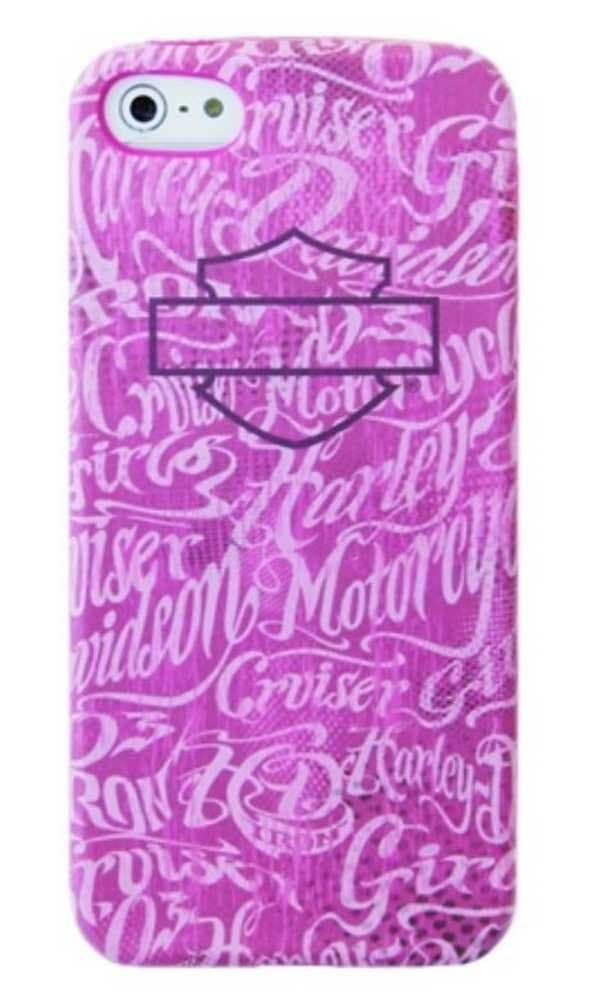 Harley-Davidson iPhone 5/5s Shell Printed TPU Pink with White Script Case 07616