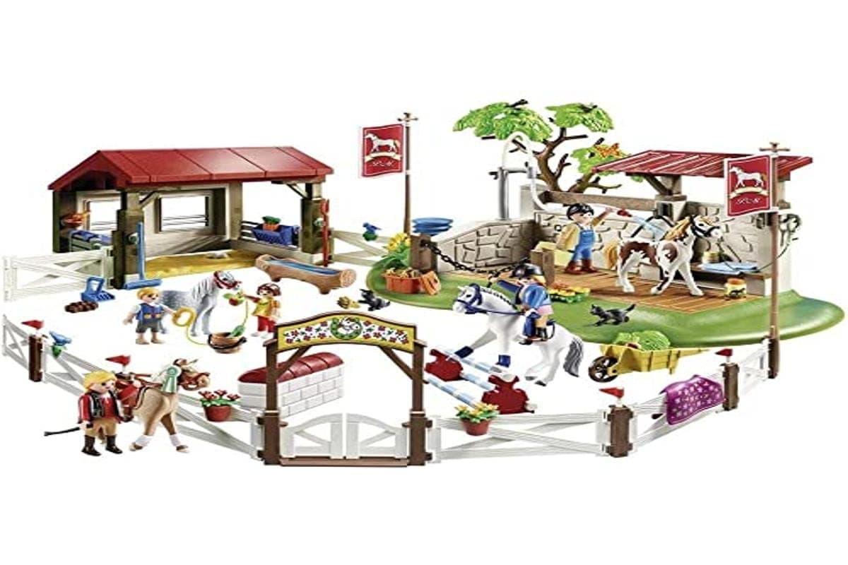 Playmobil Playset Country Pony Stable 70166 with 4 Ponies, Stable, Figures, and Accessories