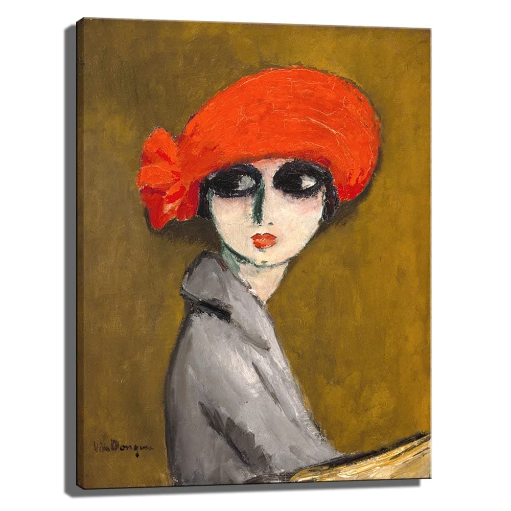 Le Coquelicot (Corn Poppy) By Kees Van Dongen Print Poster Vintage Painting Canvas Prints Wall Art Painting Posters and Prints Wall Decor Cuadros Home (16x22inch,Framed)