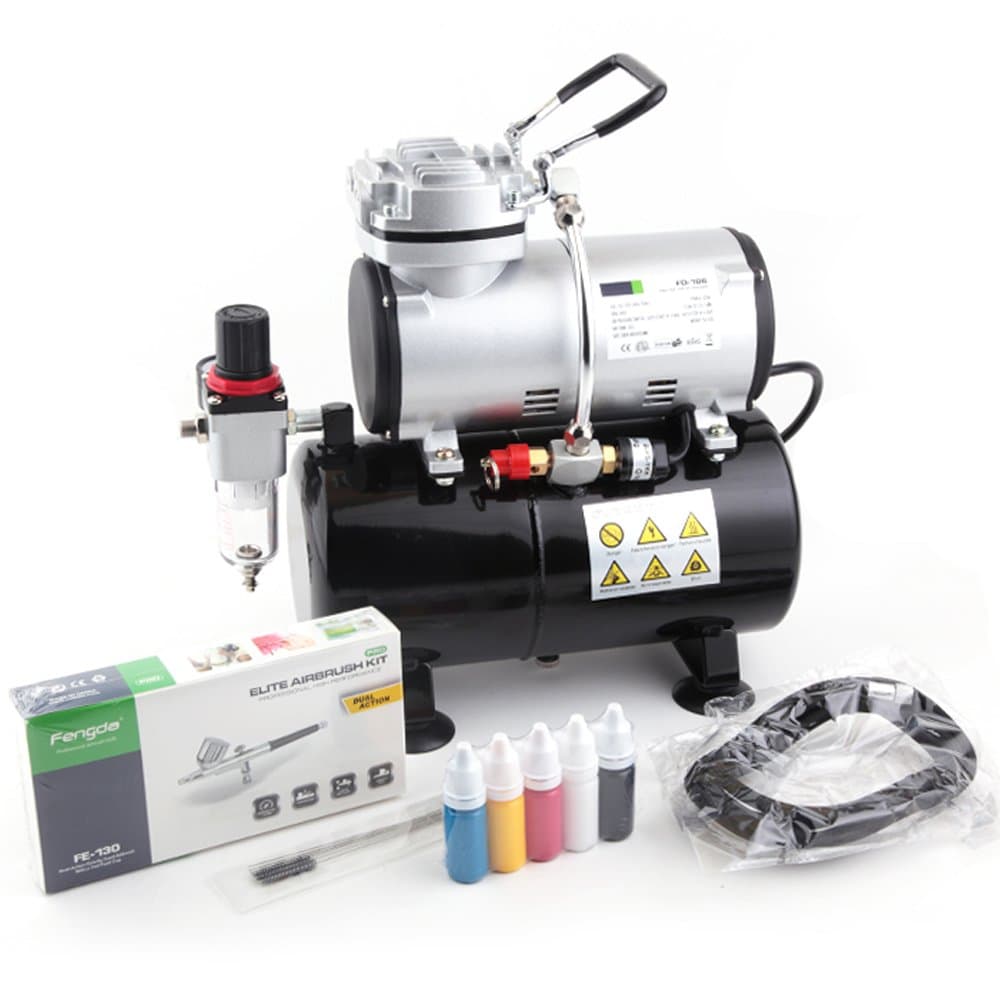 Fengda Airbrush Kit with Compressor Set FD-186K with Compressor FD-186, Airbrush BD-130 and Accessories