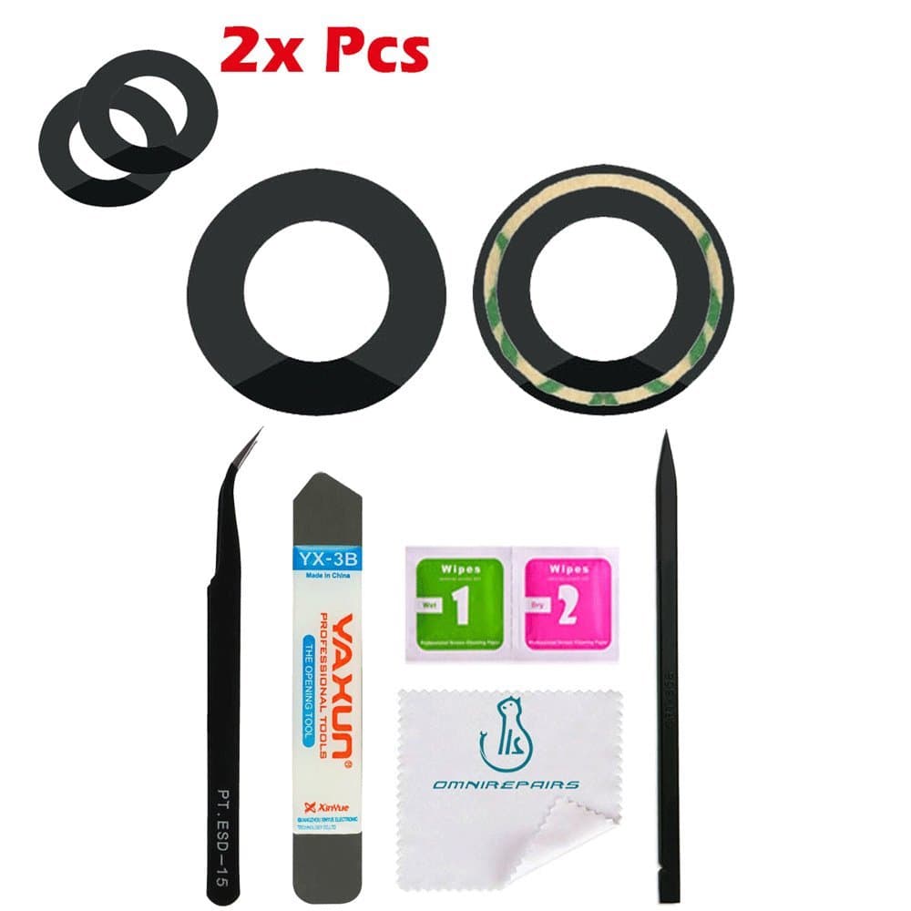 OmniRepairs Rear Facing Camera Glass Replacement (2 Pieces) for iPhone 6 and 6s with Adhesive and Repair Toolkit (Glass Lens)