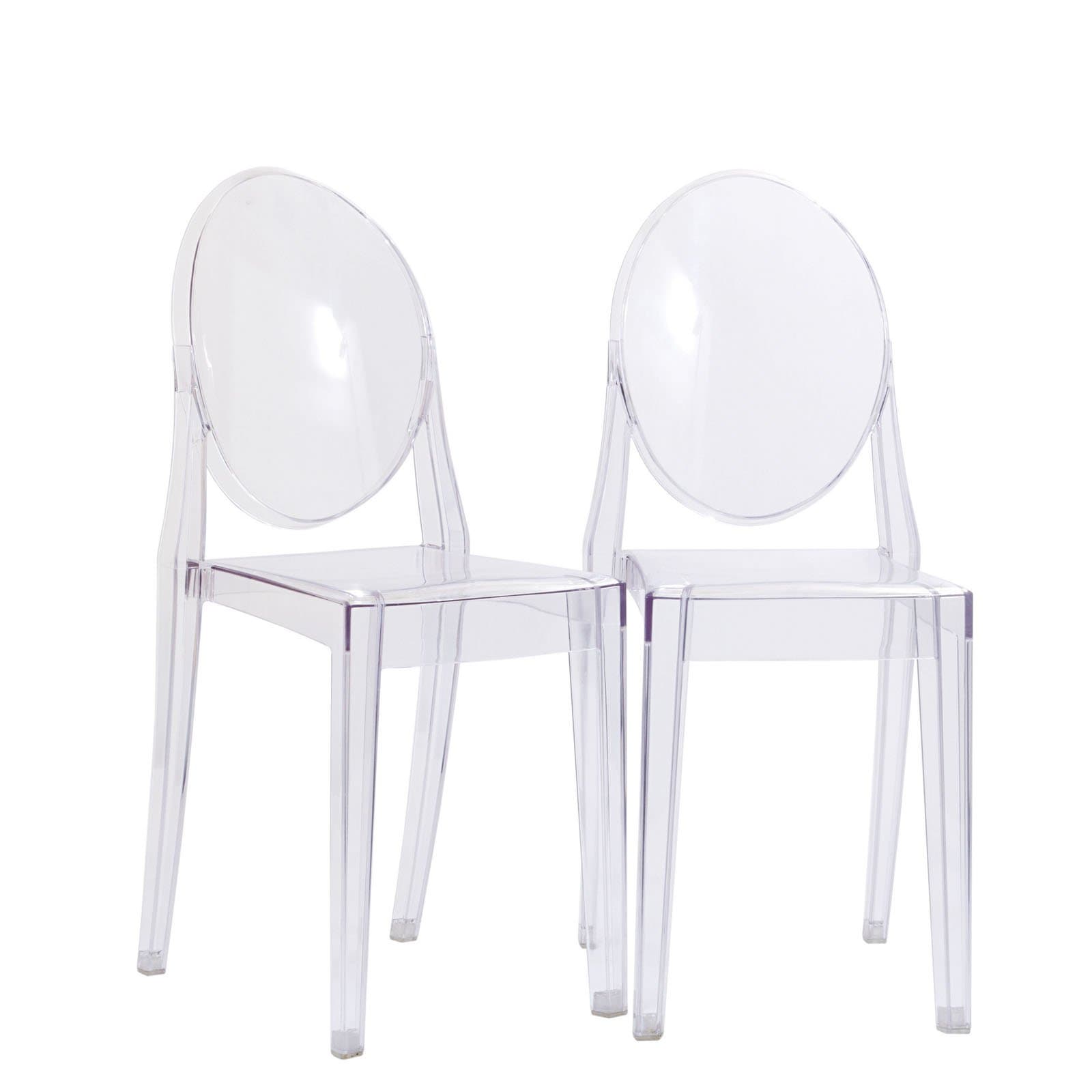Casper Modern Acrylic Stacking Two Dining Side Chairs in Clear