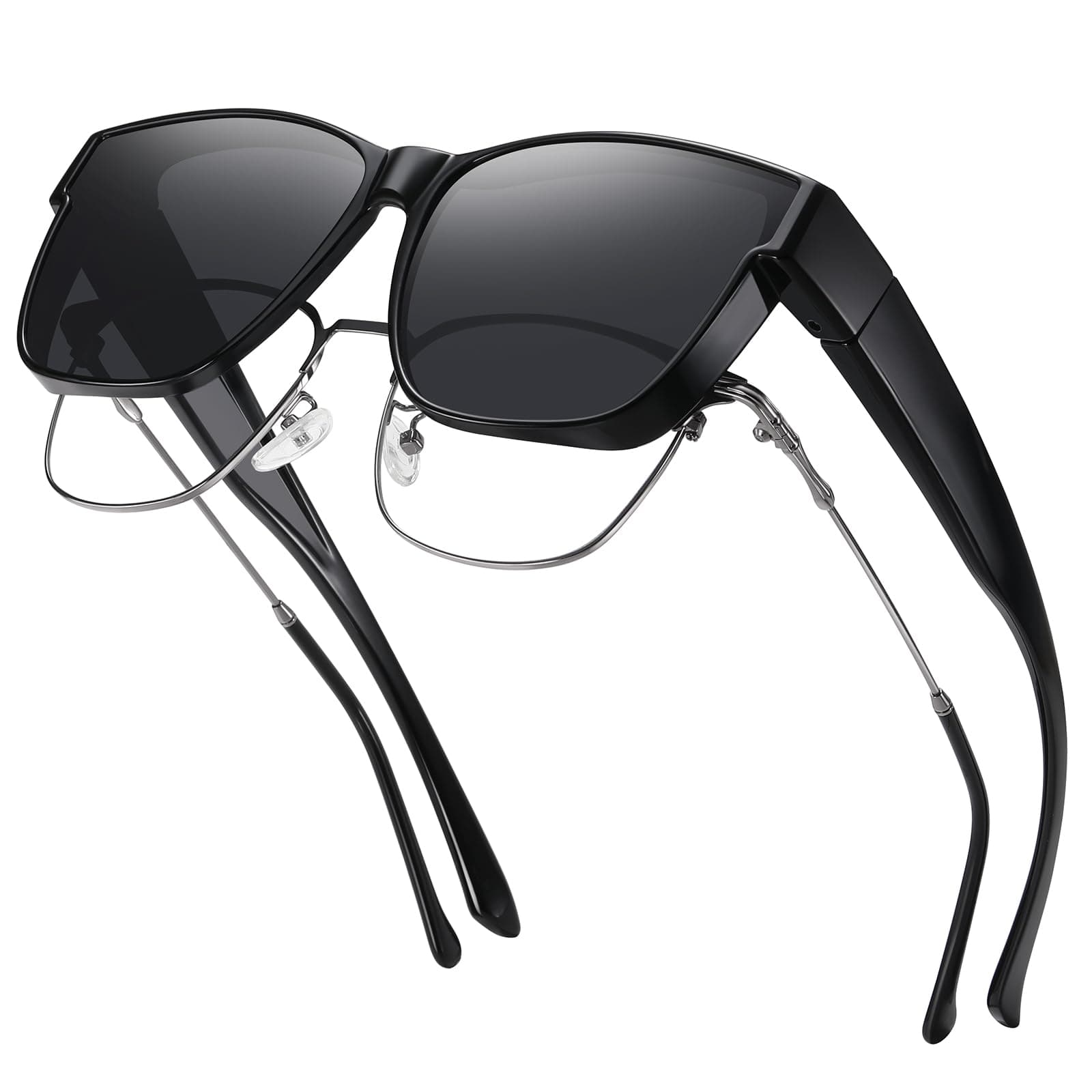 Polarized Sunglasses Fit Over Glasses for Men Women, Oversized Square Sun Glasses UV400 Protection Shades