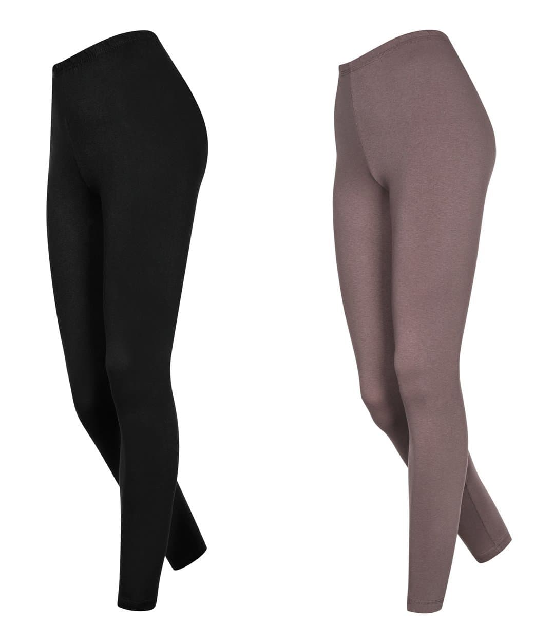 Pack of 2 Women's Long Cotton Leggings, Colour Combination, 15