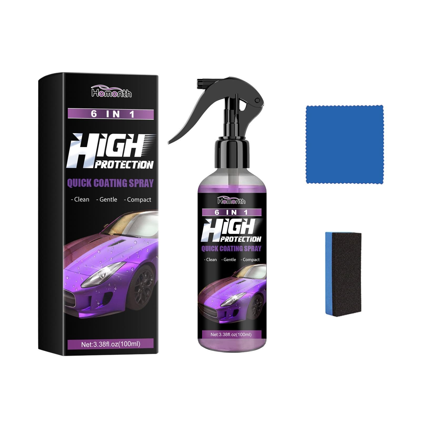High Protection 6 in 1 Spray, 3 in 1 High Protection Quick Car Ceramic Coating Spray, 3-in-1 High Protection Car Spray, Nano Car Coating Agent