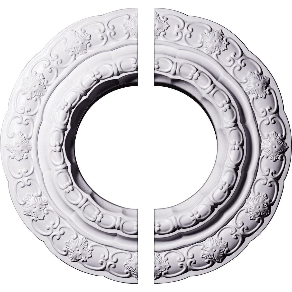 CM15LI2 15 3/8"OD x 7"ID x 1"P Lisbon Ceiling Medallion, Fits Canopies up to 7", 2 Piece