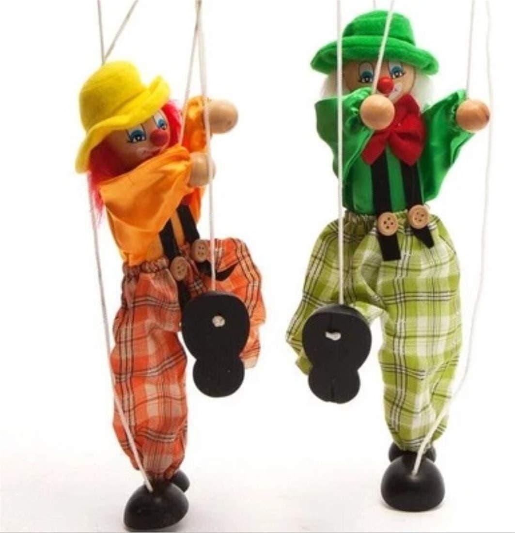 MioCloth Fun Wooden Clown Marionette Pull String Puppet Vintage Toy for Family Men Women Pretend Play Puppetry Party