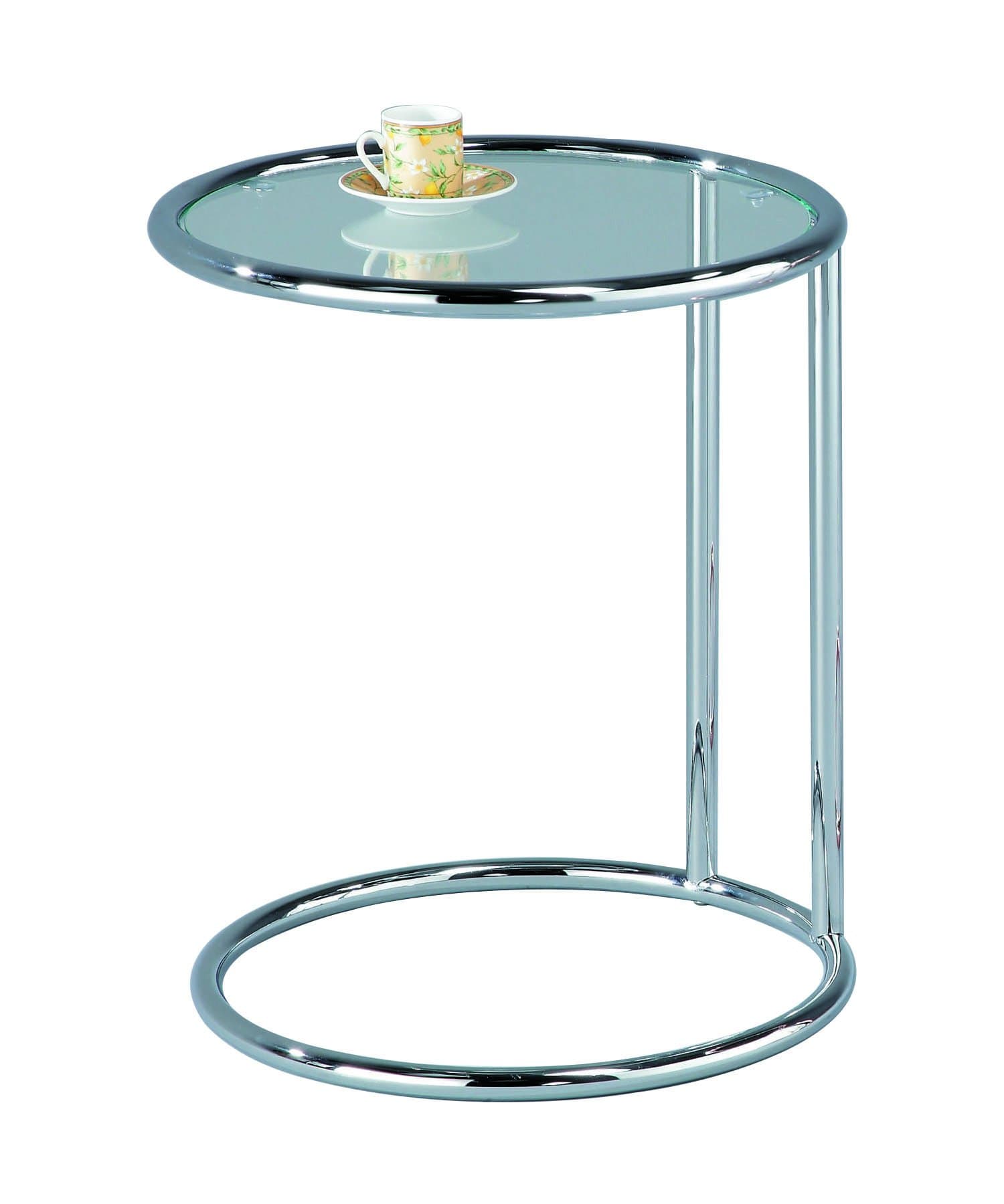 ASPECTMia Round Side Coffee End Sofa Table, Chrome/Clear, 45x45x52 cm