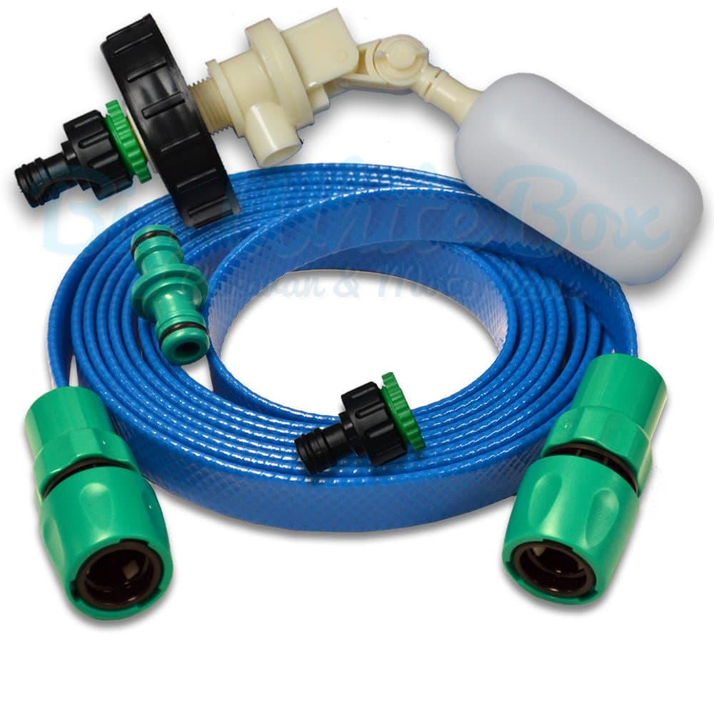 Big White Box Aquaroll Mains Water Valve Kit with Space Saving 10m FLAT food grade hosepipe