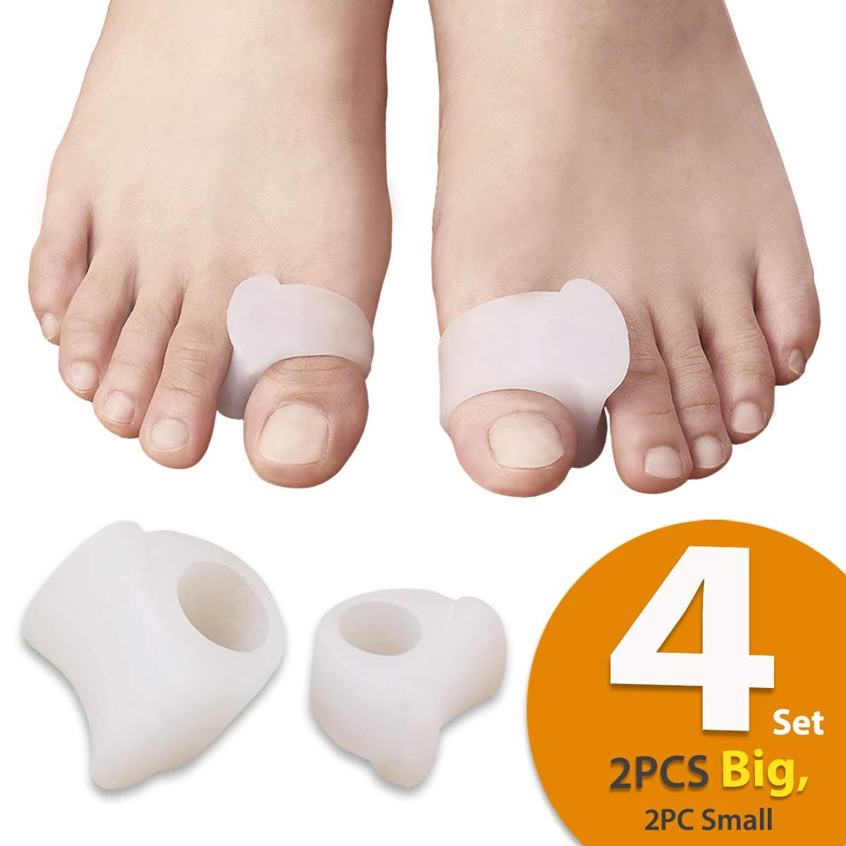 Bunion Corrector Toe Separators Straightener - Bunions Pads Correctors Hammertoe Hallux Valgus Pain Relief Overlapping Toes for Women Big Toes Crooked Spacers Yoga Diabetic Feet Pack of 4 by MuiHygge