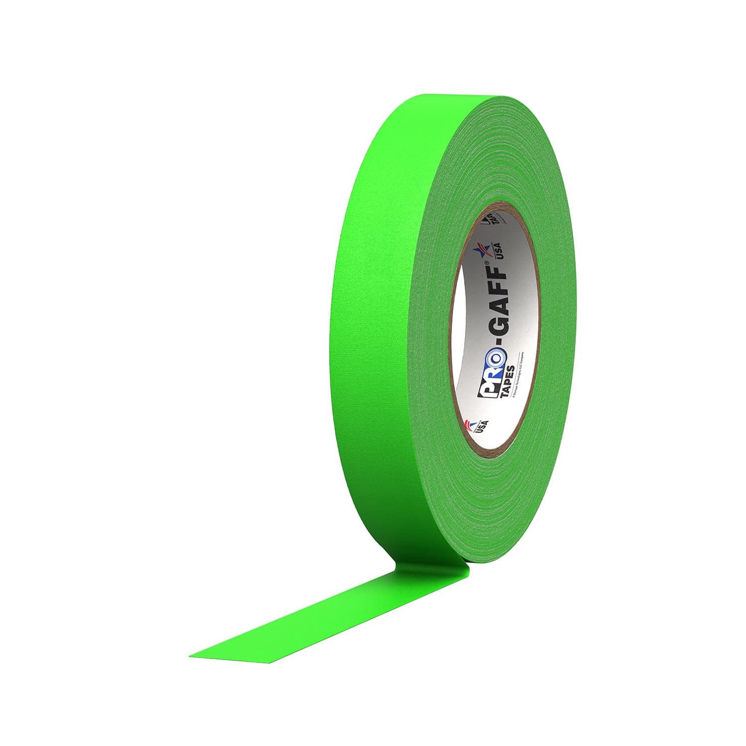 ProTapes 840178016577 Pro Gaff Premium Matte Cloth Gaffers Tape with Rubber Adhesive, 50 yd. Length x 1" Width, Fluorescent Green