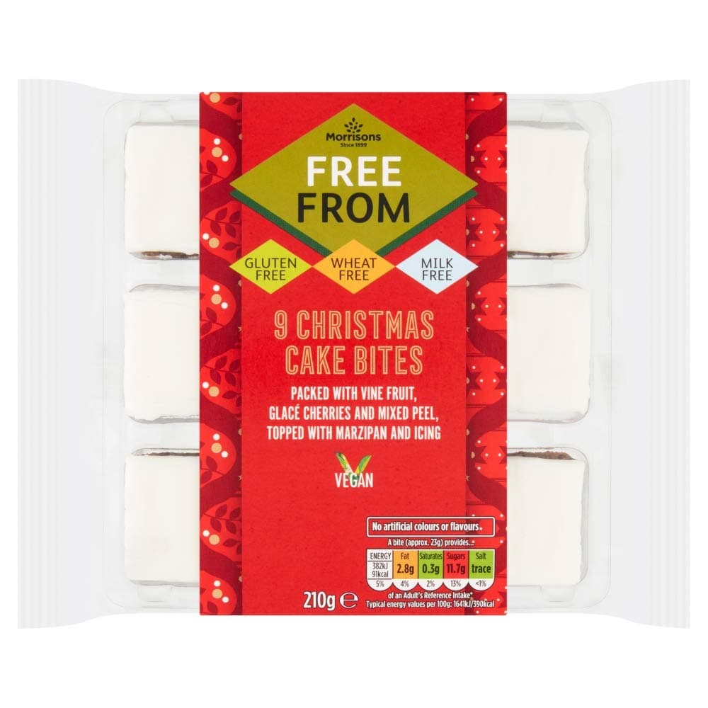 Morrisons Free from 9 Vegan Christmas Cake Bites 210g (Forced)
