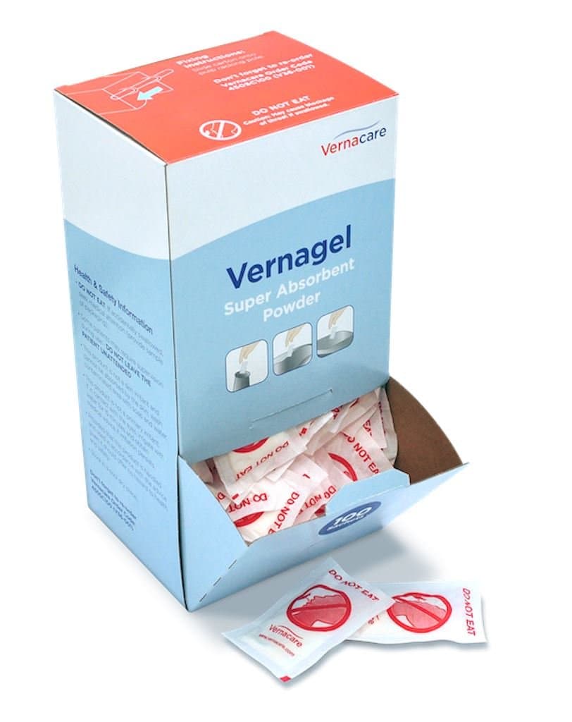 Vernagel - Super Absorbent Powder Sachets for Bodily Fluids (Pack of 100)