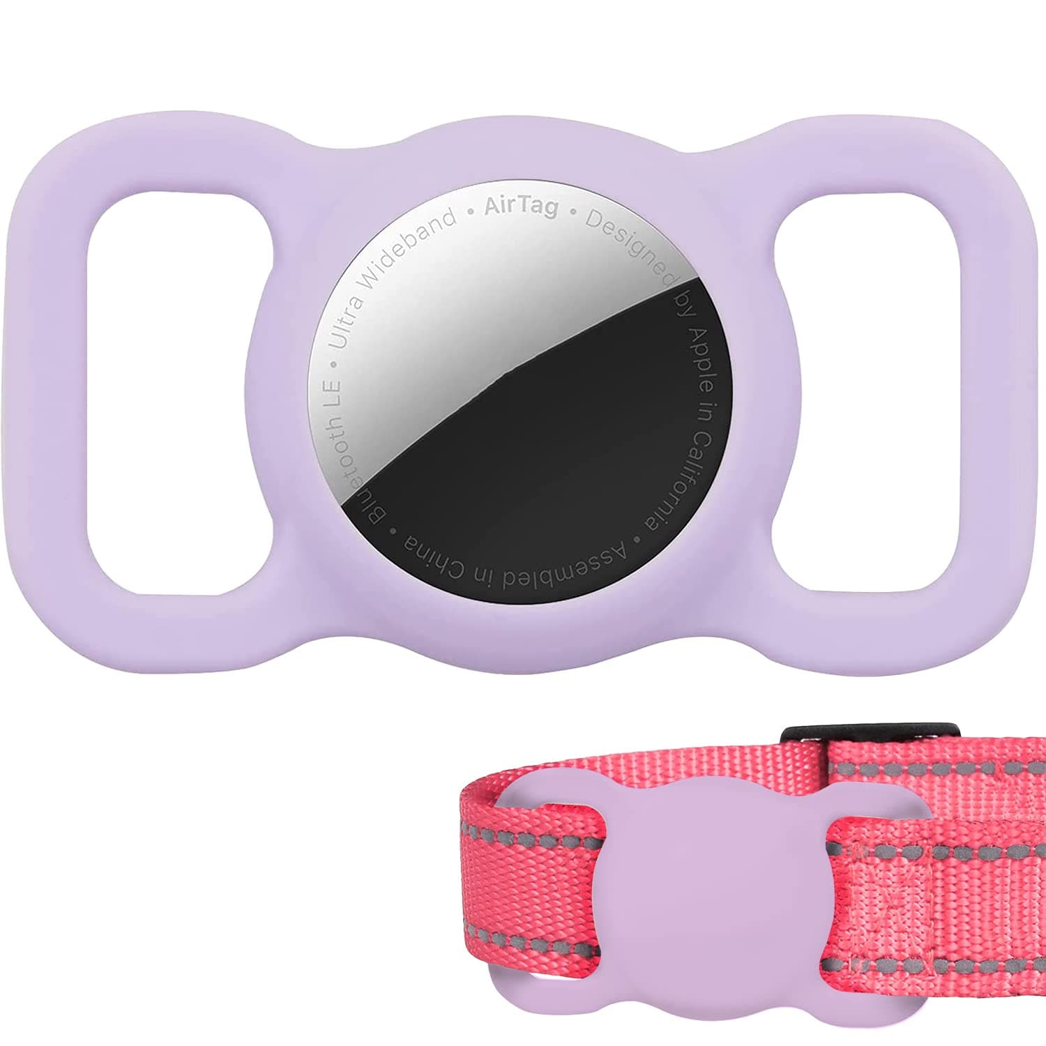 Silicone Air Tag Collar Holder - Waterproof Protective Case for Dog & Cat GPS Tracking Accessories (1 Pack, Purple)