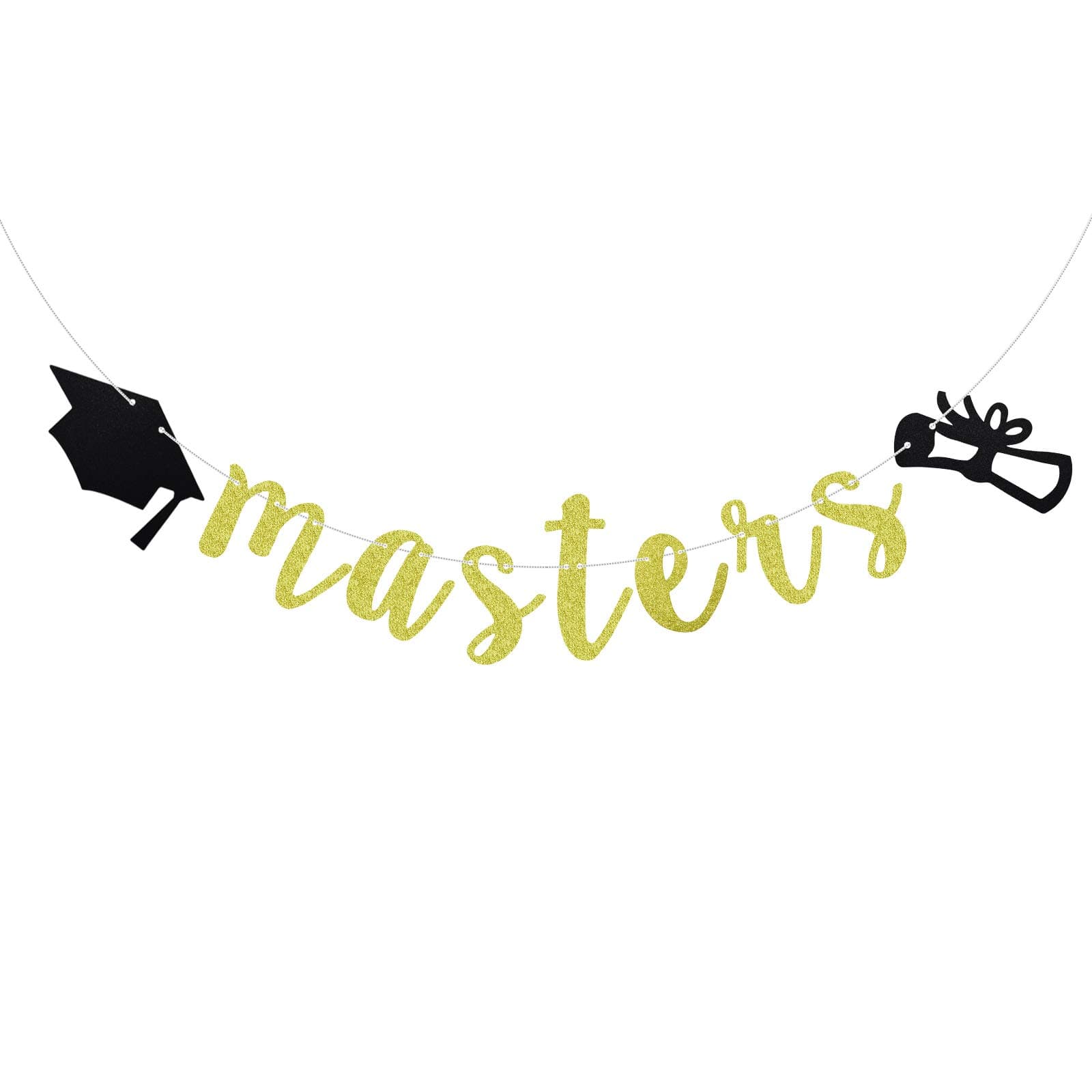 Masters banner, Congrats Masters Party Decorations, Class of 2024 Graduation Party Supplies, Gold Glitter