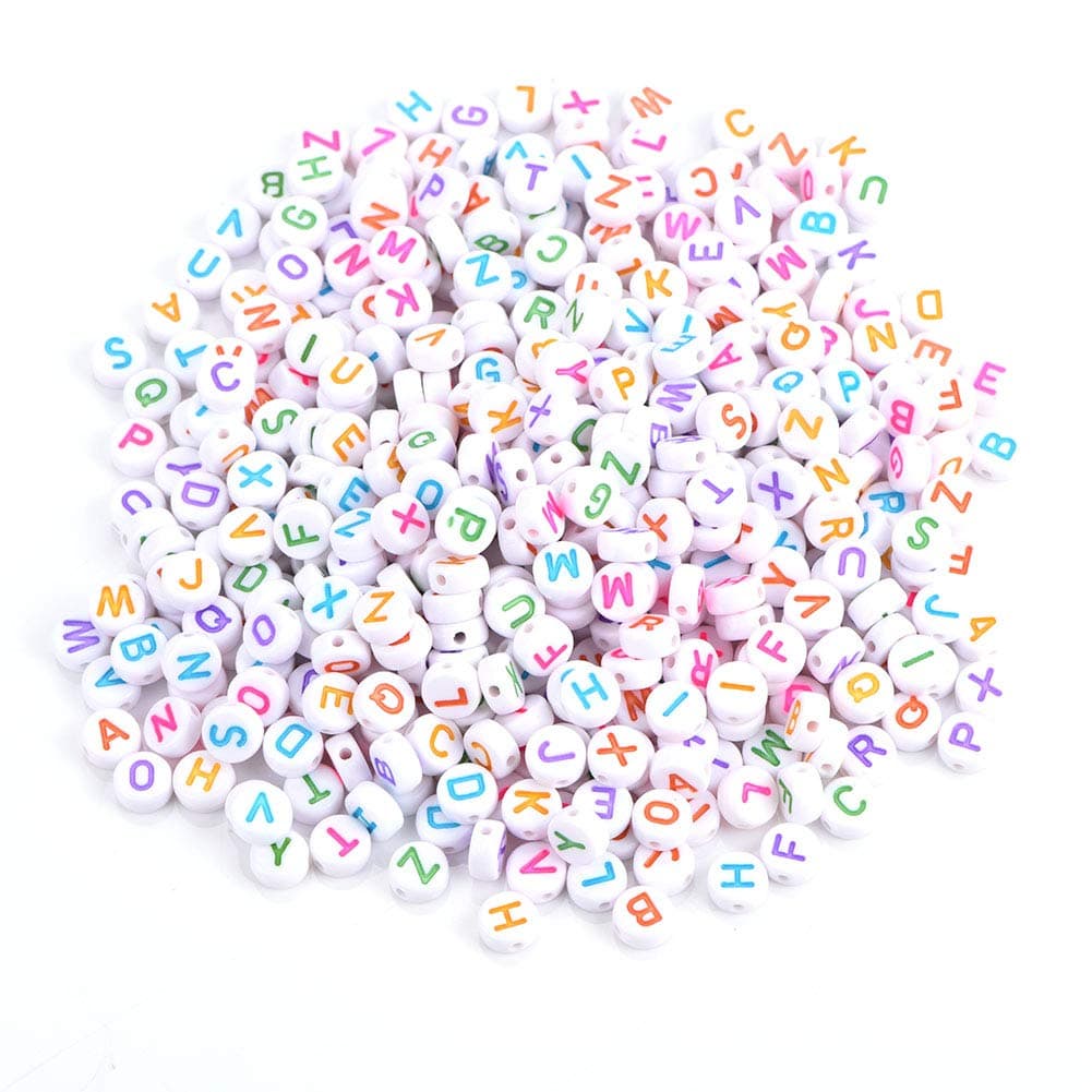 500Pcs Letter Beads Alphabet Beads Colors Acrylic Letter Beads A-Z Round Alphabet Beads for DIY Bracelet Necklace