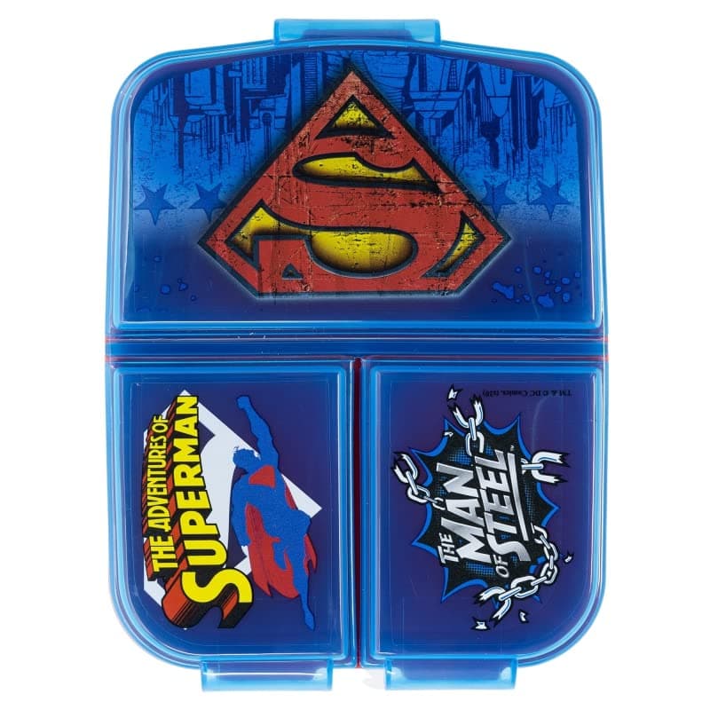 OM SUPPLIES Superman Reusable Sandwich Lunch Box 3 Multi Compartment Kids Children School (Superman)